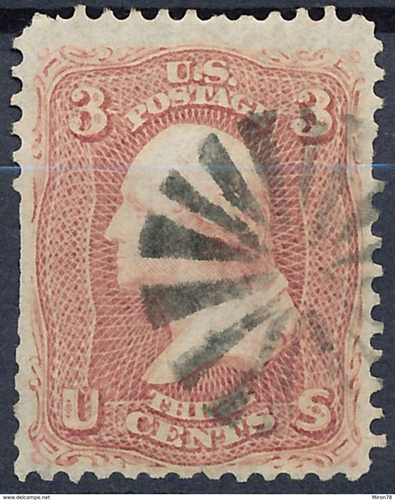 Stamp Us 1861 Scott#65 Washington 3c  Fancy Cancel Used Lot#119 - Used Stamps