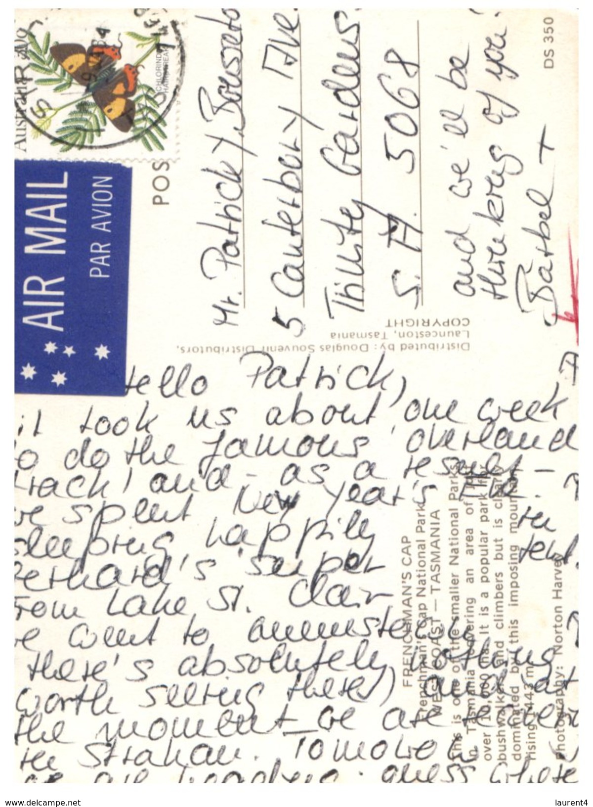 (704 PF) Australia - TAS - Frenchman's Gap (with Stamp At Back Of Postcard) - Wilderness