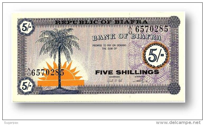 BIAFRA - 2 Consecutive X 5 Shillings ND ( 1967 ) Pick 1 Serie A/O - UNC - ( Nigeria ) Africa - Otros – Africa