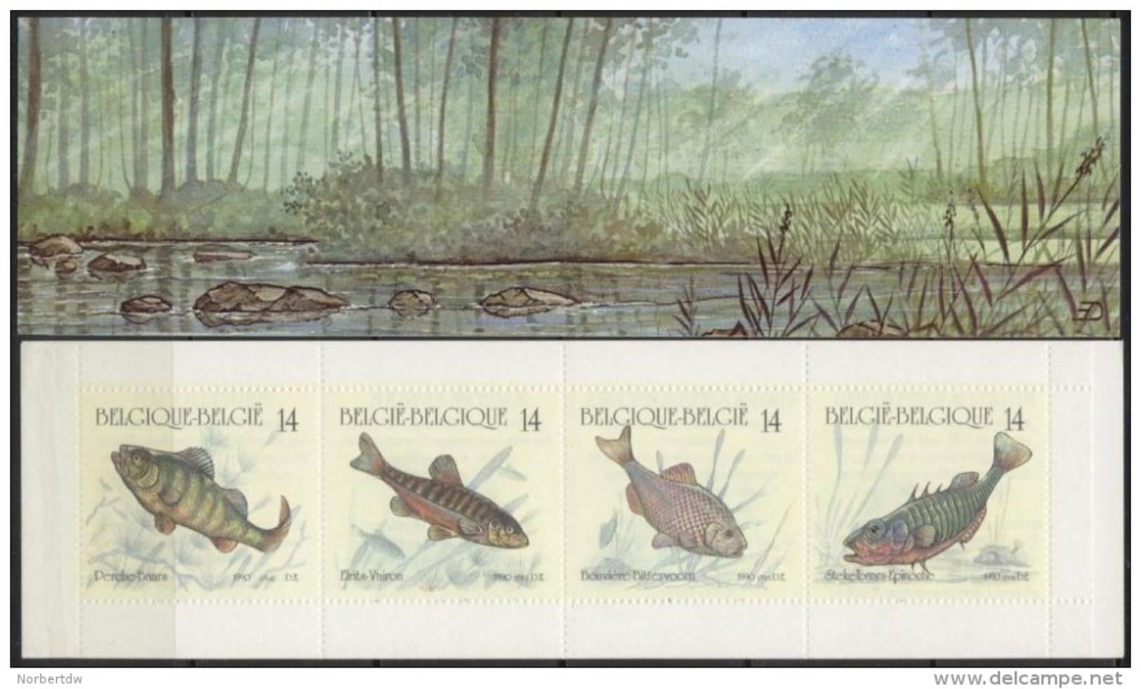 Belgium**RIVER FISHES-BOOKLET 4stamps-1990-Pescados-Poissons-Fische-Vissen-MNH - Unused Stamps