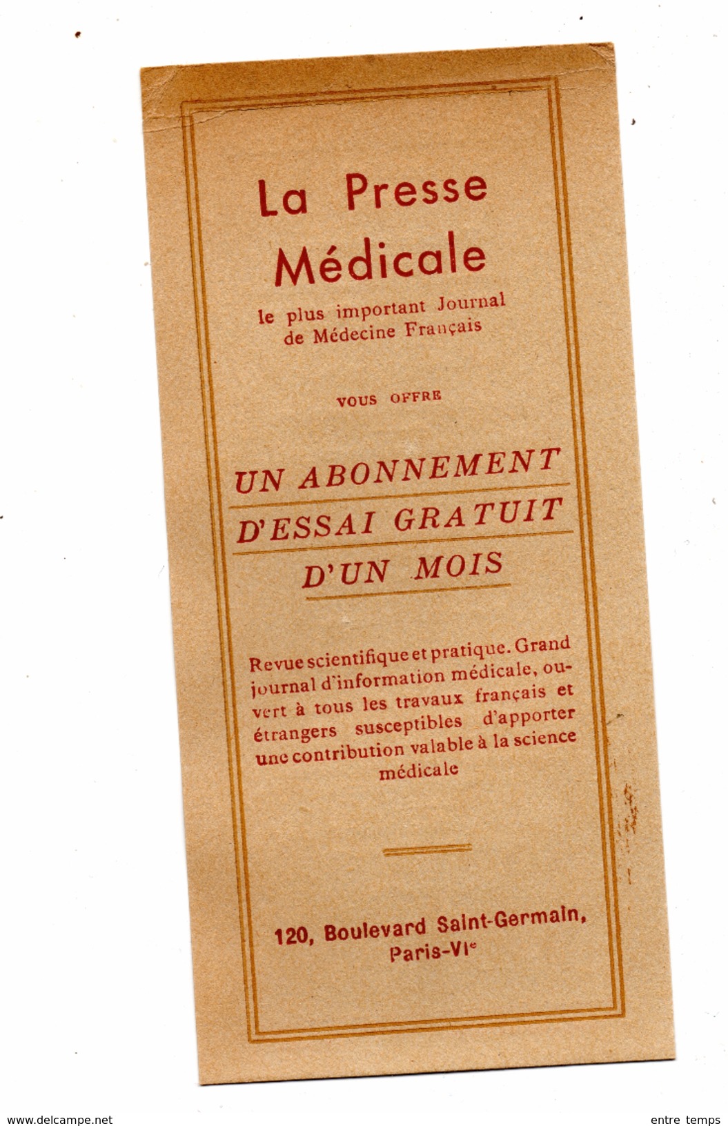 Marque Pages Presse Medicale 1940 - Marque-Pages
