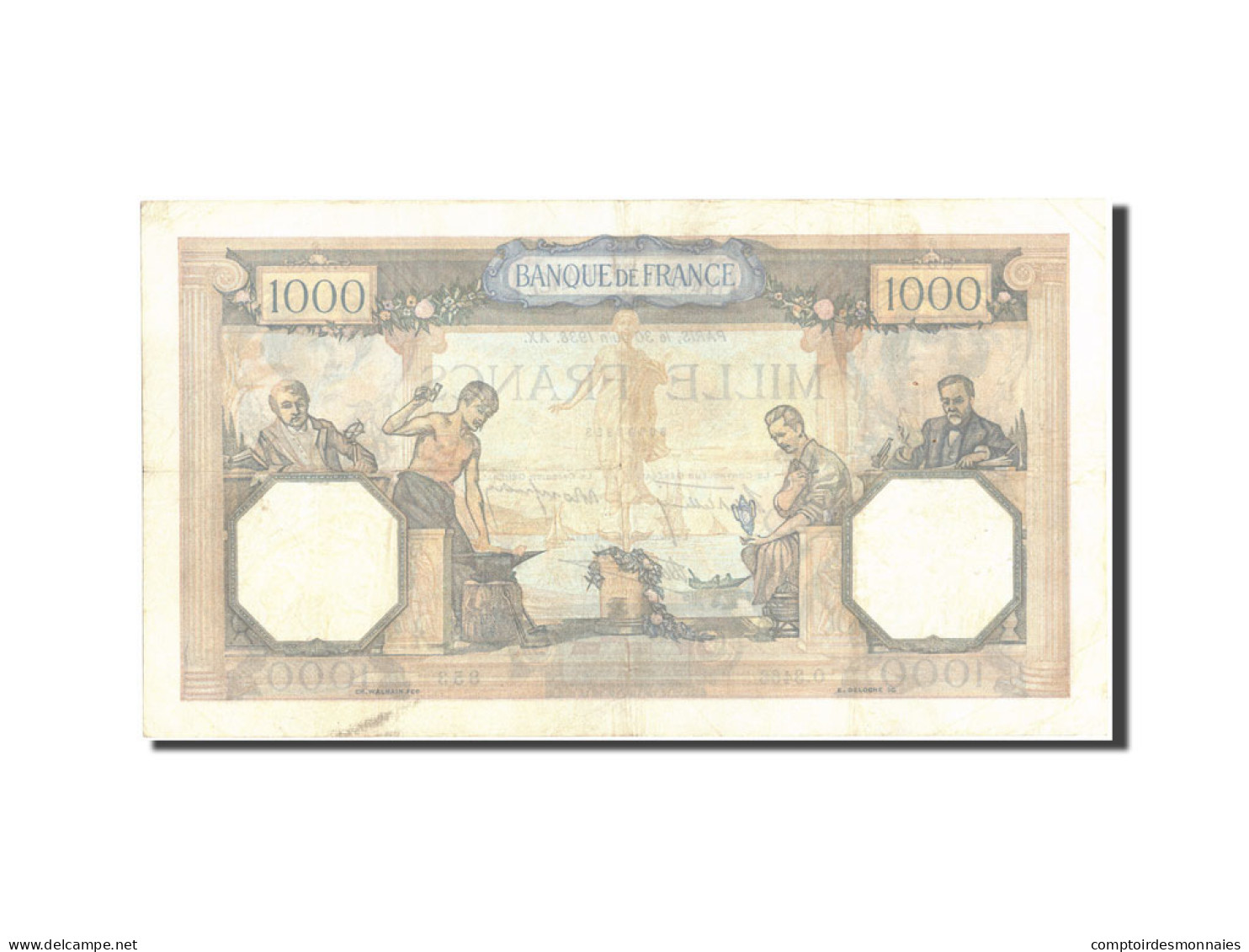 Billet, France, 1000 Francs, 1 000 F 1927-1940 ''Cérès Et Mercure'', 1938 - 1 000 F 1927-1940 ''Cérès Et Mercure''