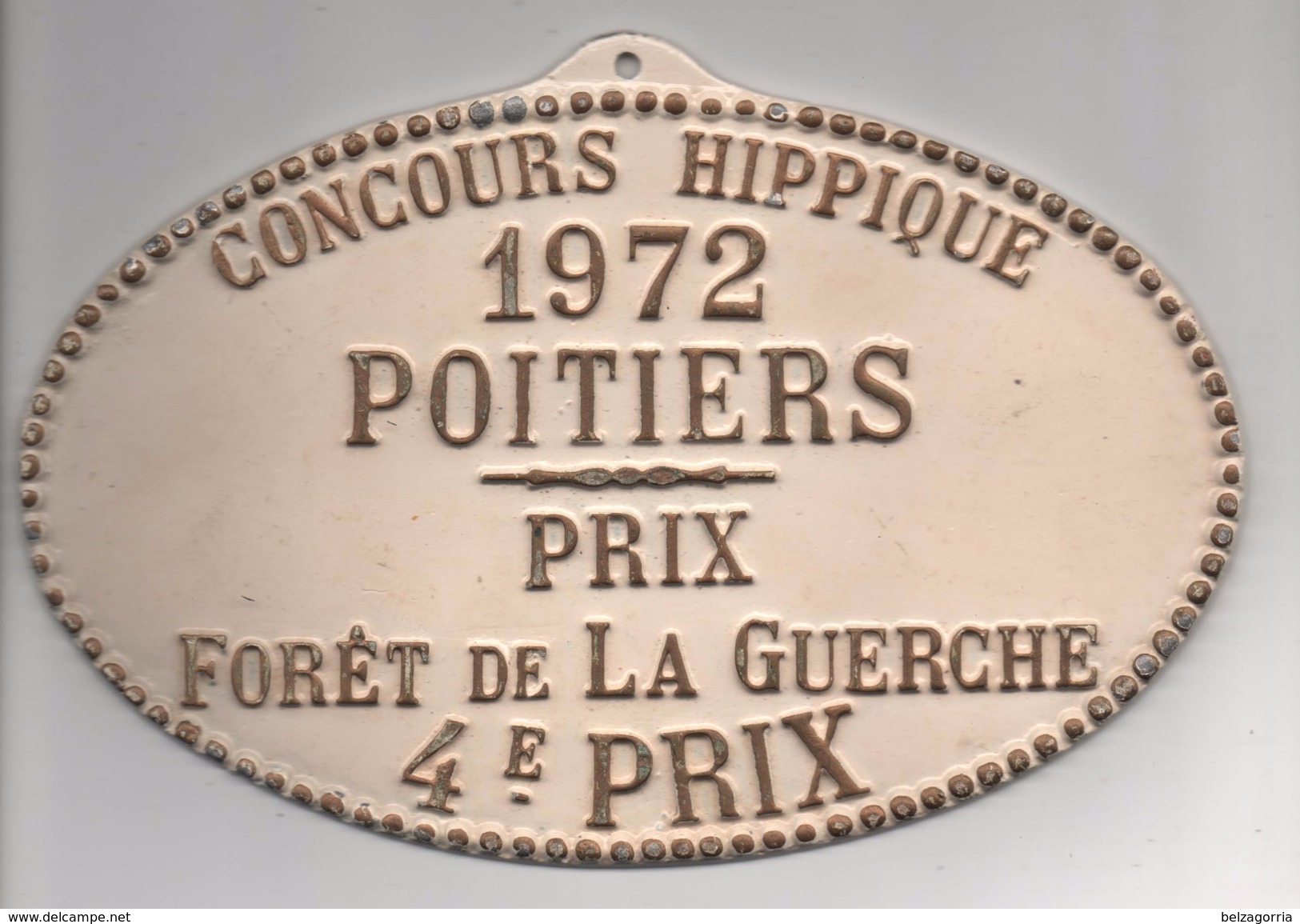 PLAQUE D' ECURIE - POITIERS 1972 - CONCOURS HIPPIQUE - PRIX FORÊT De La GUERCHE 4 ème PRIX - Ruitersport