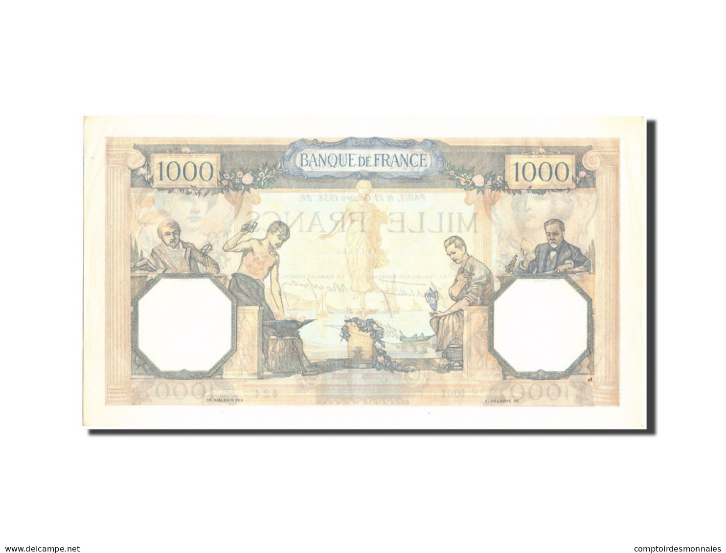 Billet, France, 1000 Francs, 1 000 F 1927-1940 ''Cérès Et Mercure'', 1938 - 1 000 F 1927-1940 ''Cérès Et Mercure''