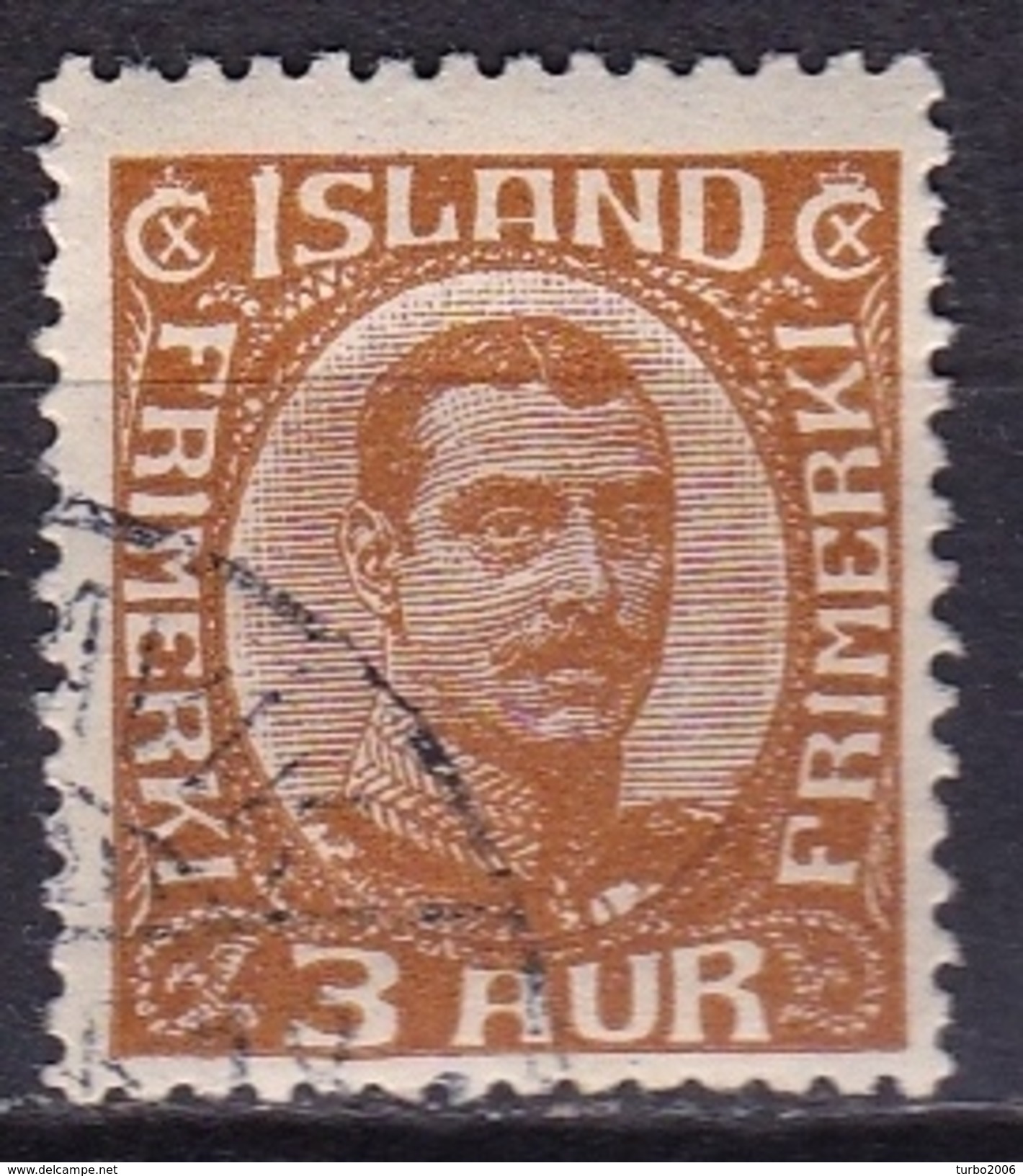 Danish-Island 1920 King Christian X 3 Aur Brownyellow Michel 84 - Gebruikt