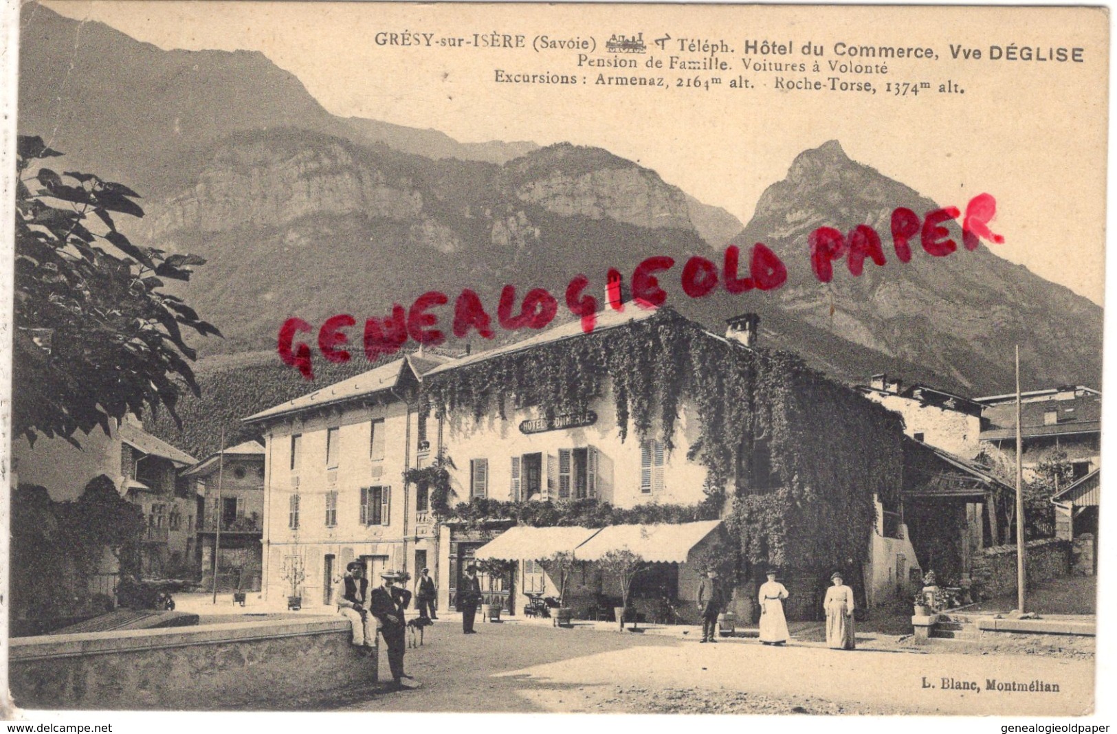 73 - GRESY SUR ISERE - HOTEL DU COMMERCE - VVE DEGLISE - EDITEUR L. BLANC  MONTMELIAN - 1912 - Gresy Sur Isere