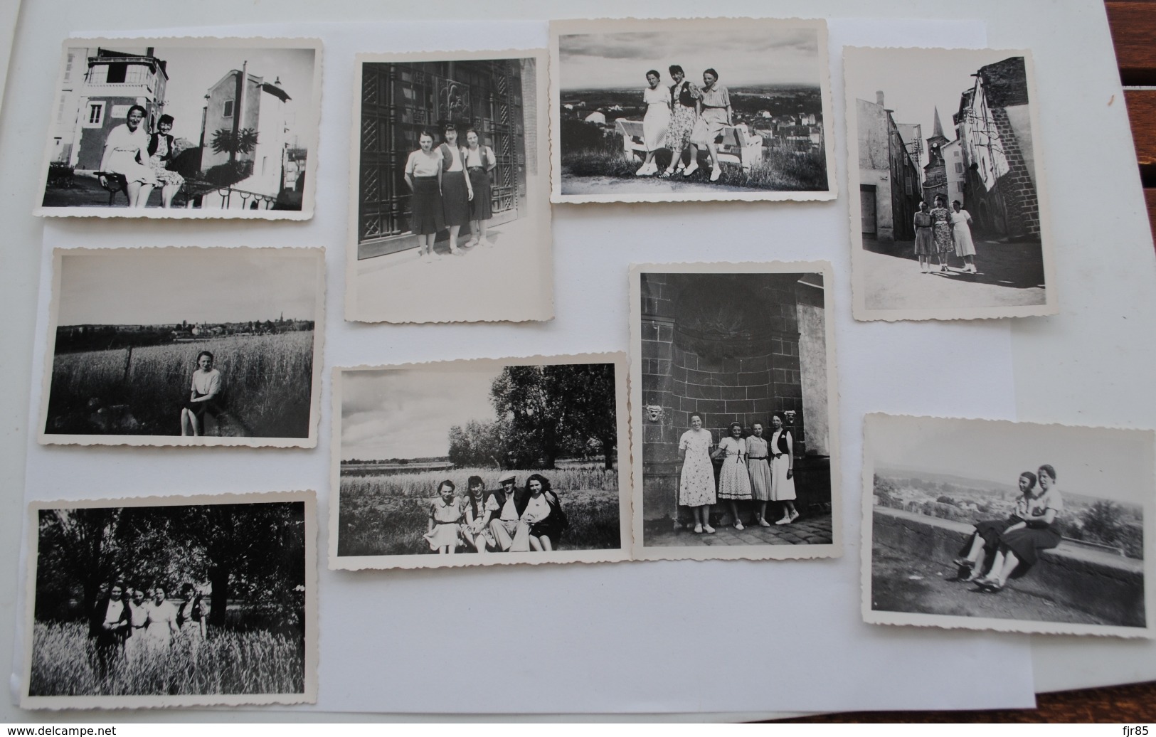 9 PHOTOS 6 X 9 NOIR ET BLANC  SOUVENIR DE RIOM 1940 - Places