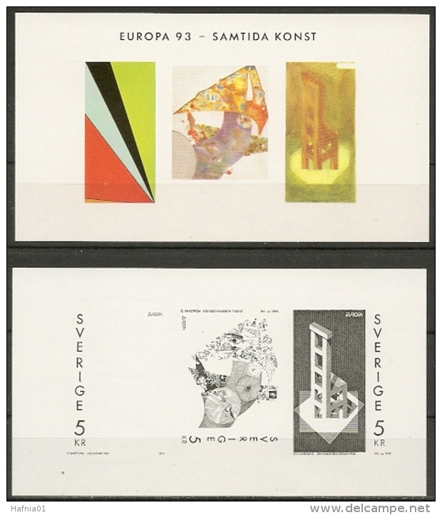 Sweden 1993. CEPT.  Modern Art. Michel 1778-80. Offset Print And Steel Engraving Blackprint MNH - Saggi E Prove