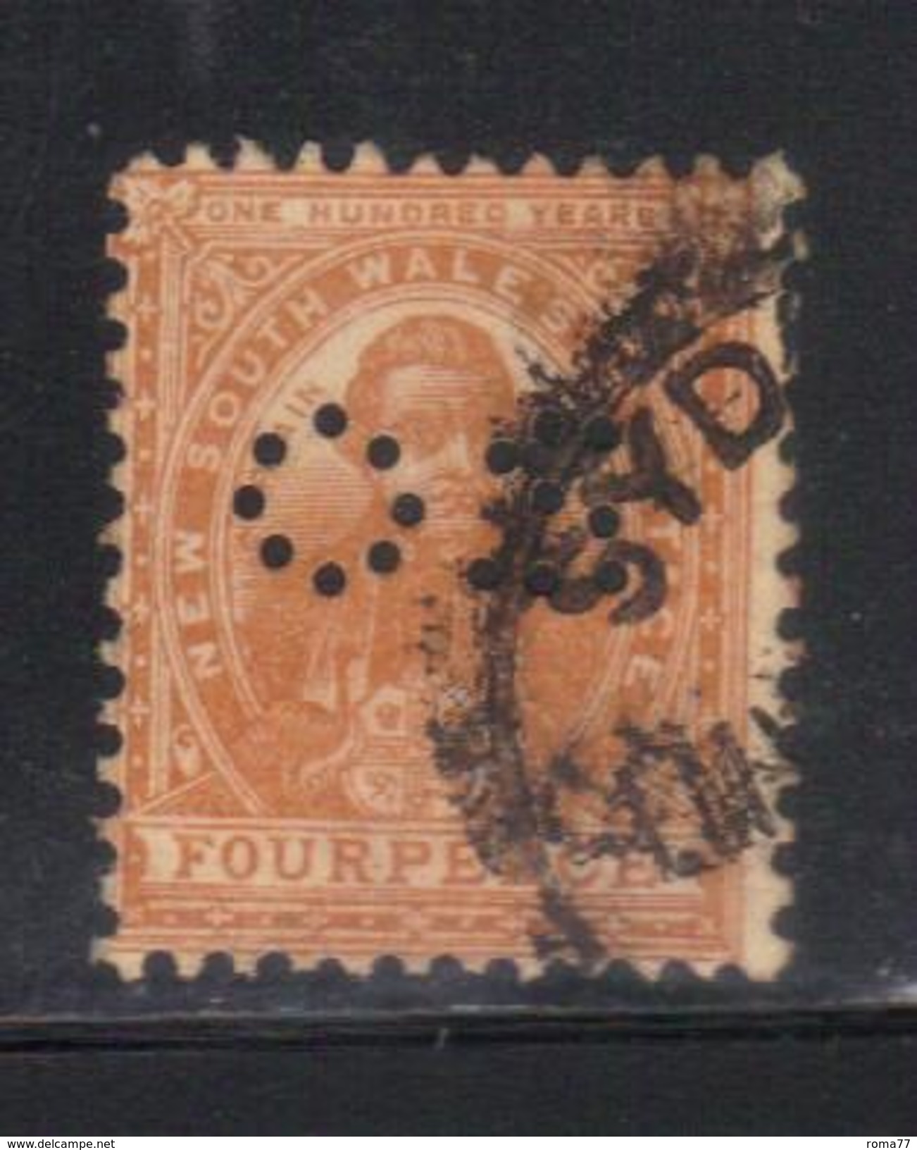 Y216 - NEW SOUTH WALES , 4 Pence Punctured Perfin OS Usato - Usati