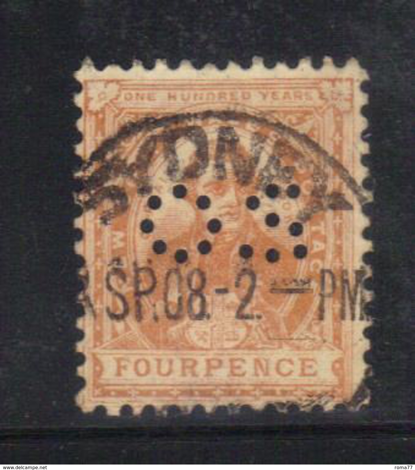 Y237 - NEW SOUTH WALES , 4 Pence Punctured Perfin OS Usato - Gebraucht