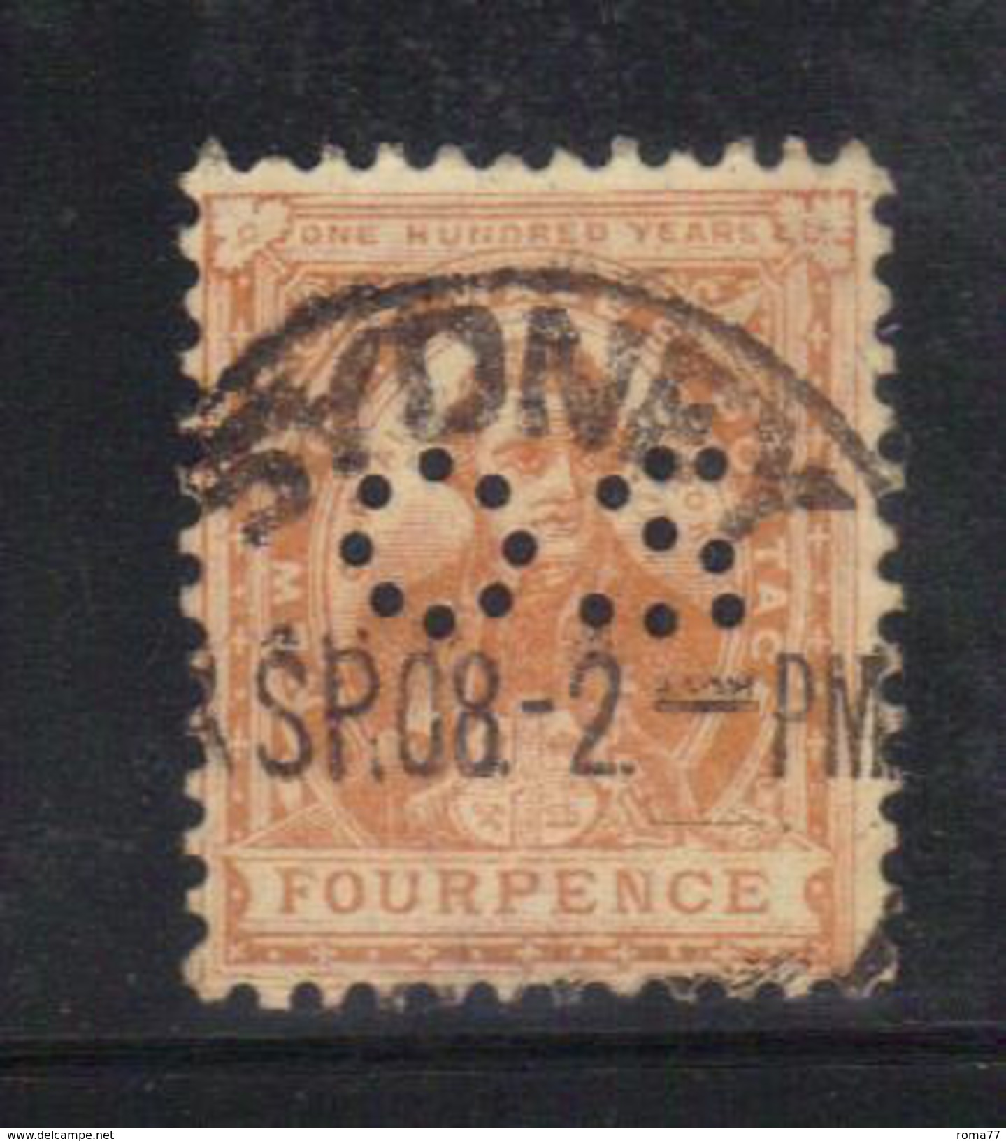 Y237 - NEW SOUTH WALES , 4 Pence Punctured Perfin OS Usato - Usati