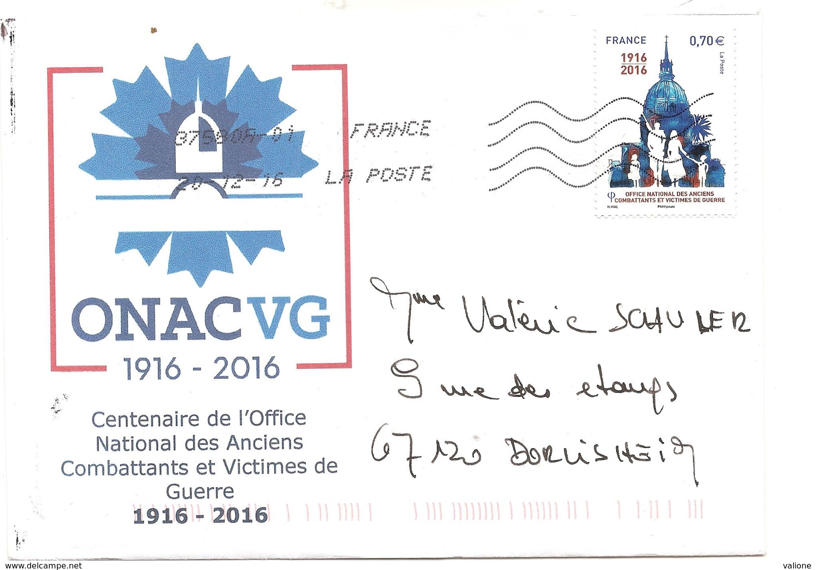 Timbre Office National Des Anciens Combattants Et Victimes De Guerre Sur Lettre Assortie - Lettres & Documents