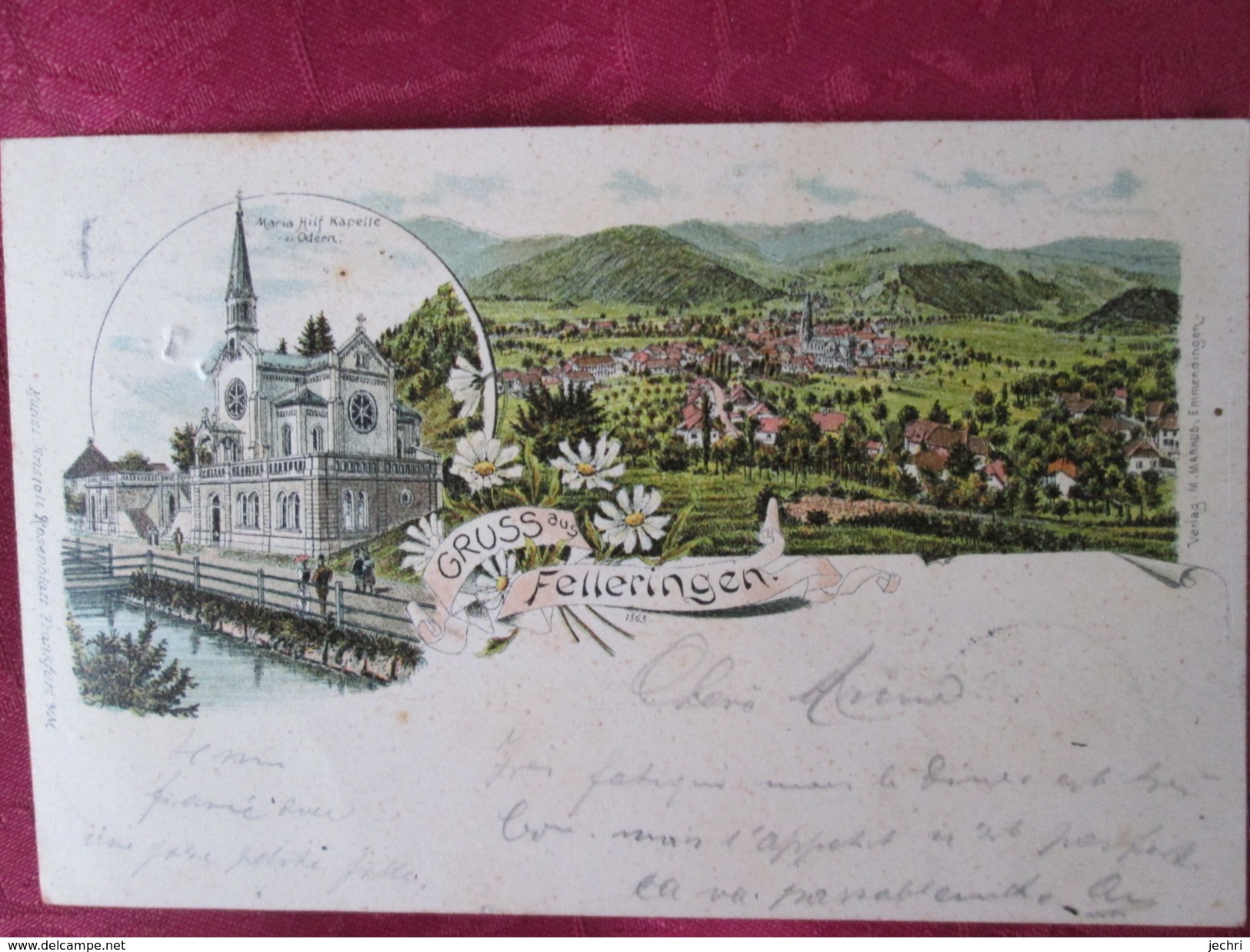 GRUSS AUS FELLERINGEN . 1898 . CACHET TRAIN - Lapoutroie