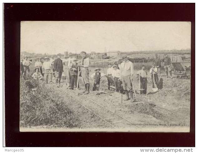 28 Auneau Chantier De Construction Pose Des Rails Voie Ferrée édit. Belchart , Pas De Légende Militaires Wagonnet - Auneau