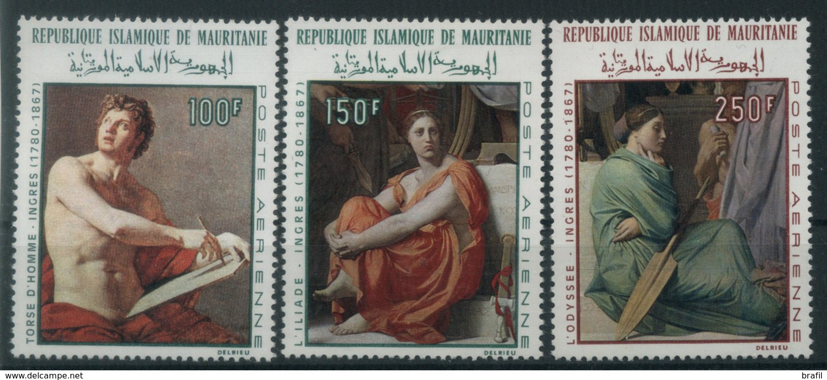 1968 Mauritania, Quadri Dominique Ingres Posta Aerea, Serie Completa Nuova (**) - Mauritania (1960-...)