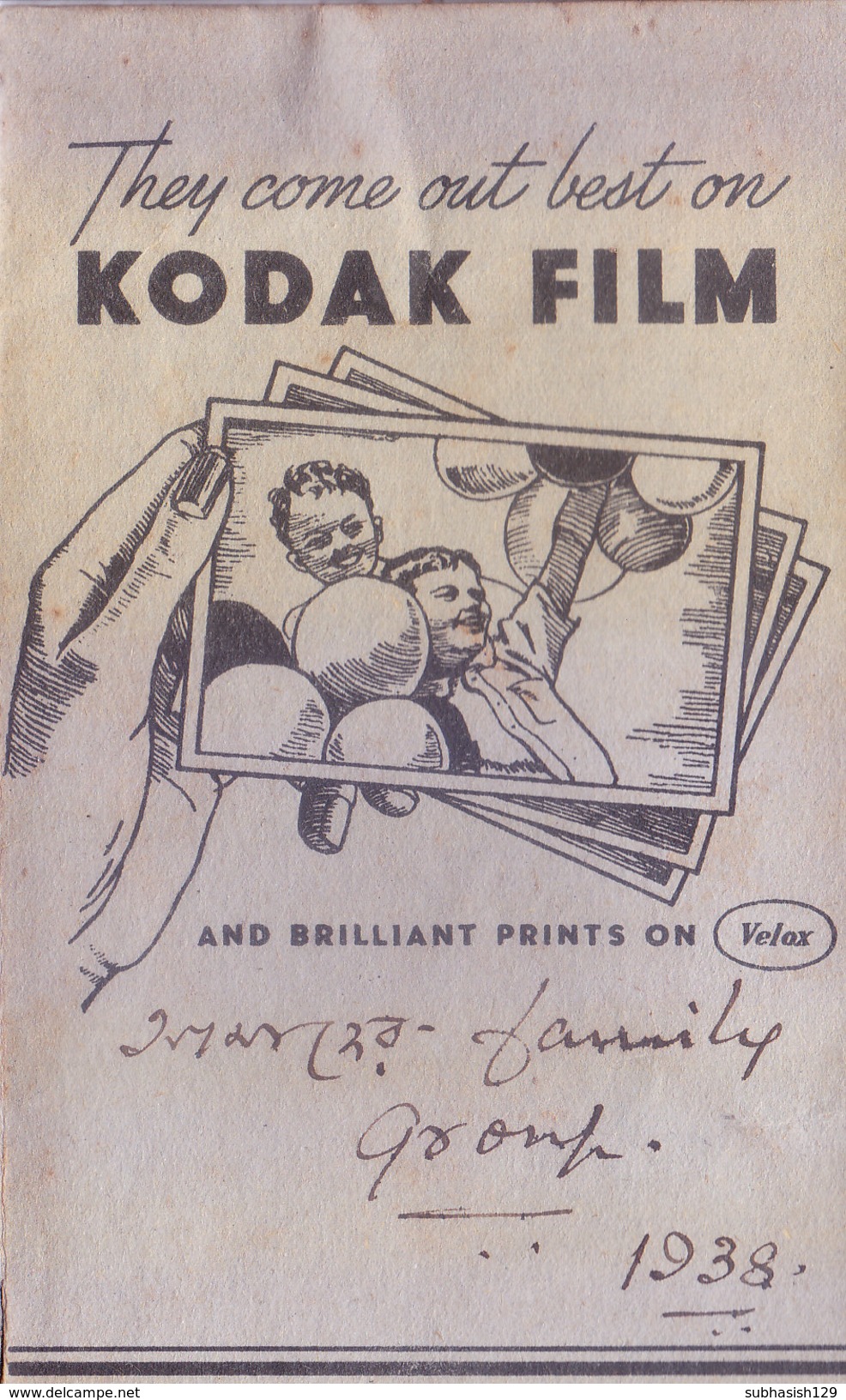 BRITISH INDIA - 1938 - ENVELOPE OF PHOTO STUDIO - ADVERTISEMENT OF KODAK FILM - PHOTOGRAPHY THEME - Other & Unclassified