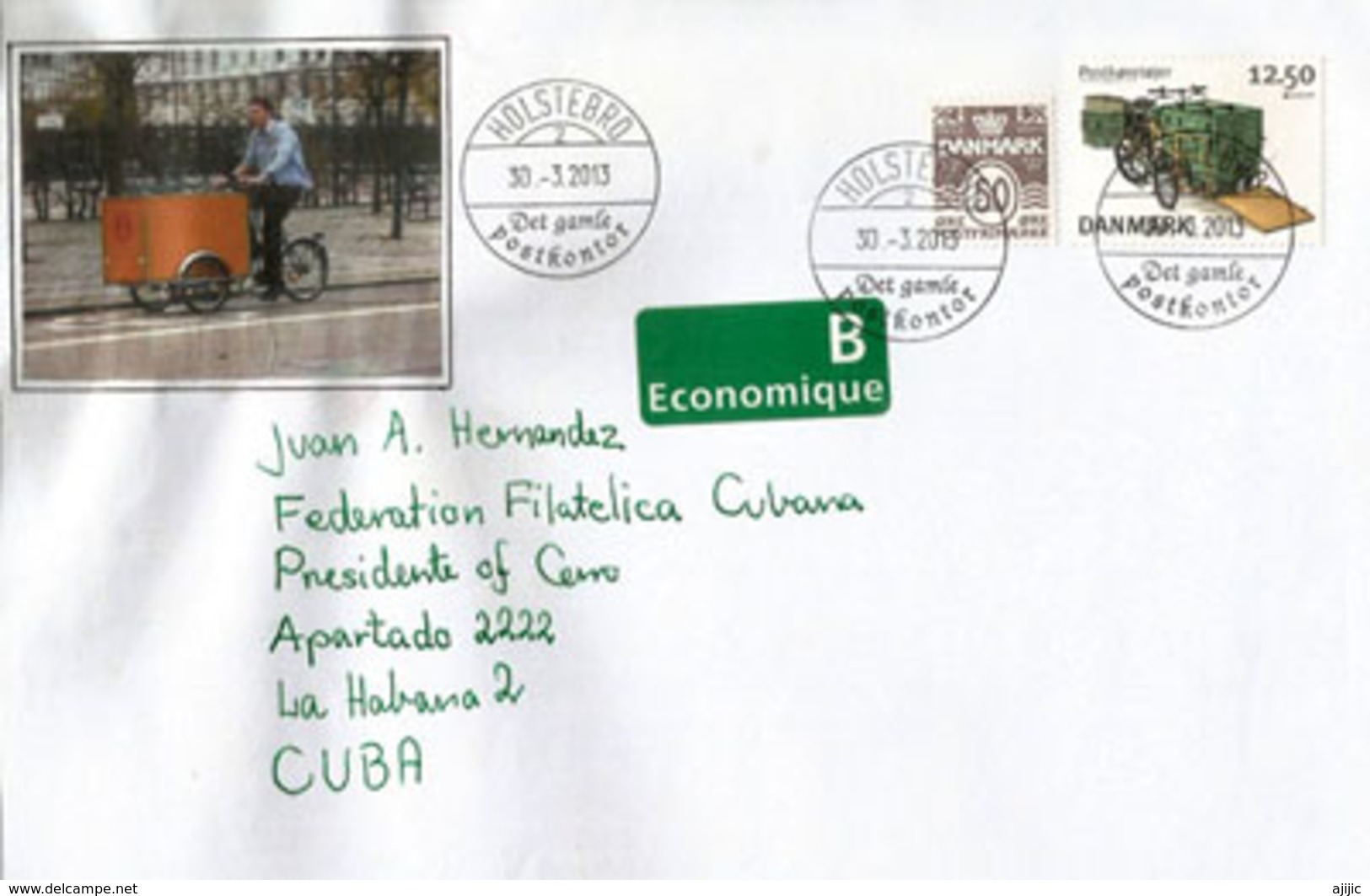 Triporteur De La Poste Danoise, Lettre Du Danemark Adressée à CUBA - Brieven En Documenten