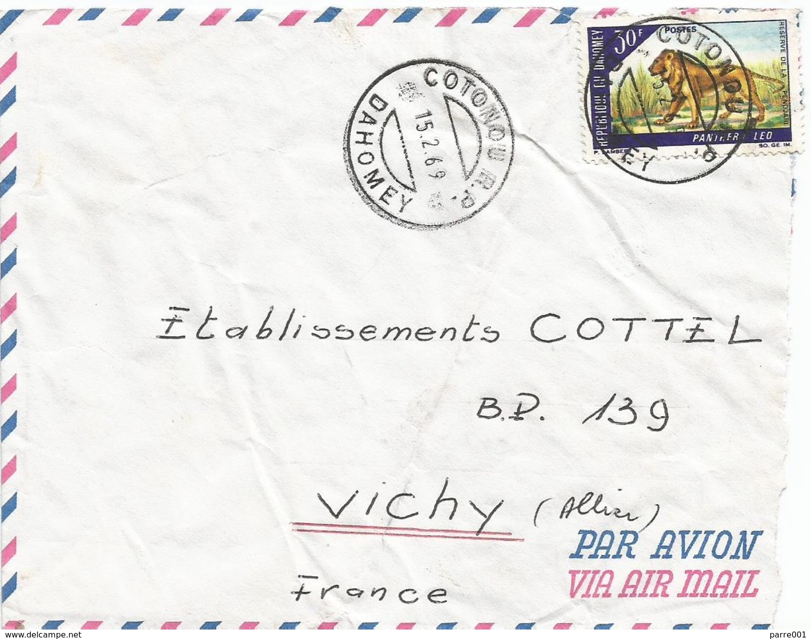 Benin 1969 Cotonou Lion Cat Cover - Benin – Dahomey (1960-...)