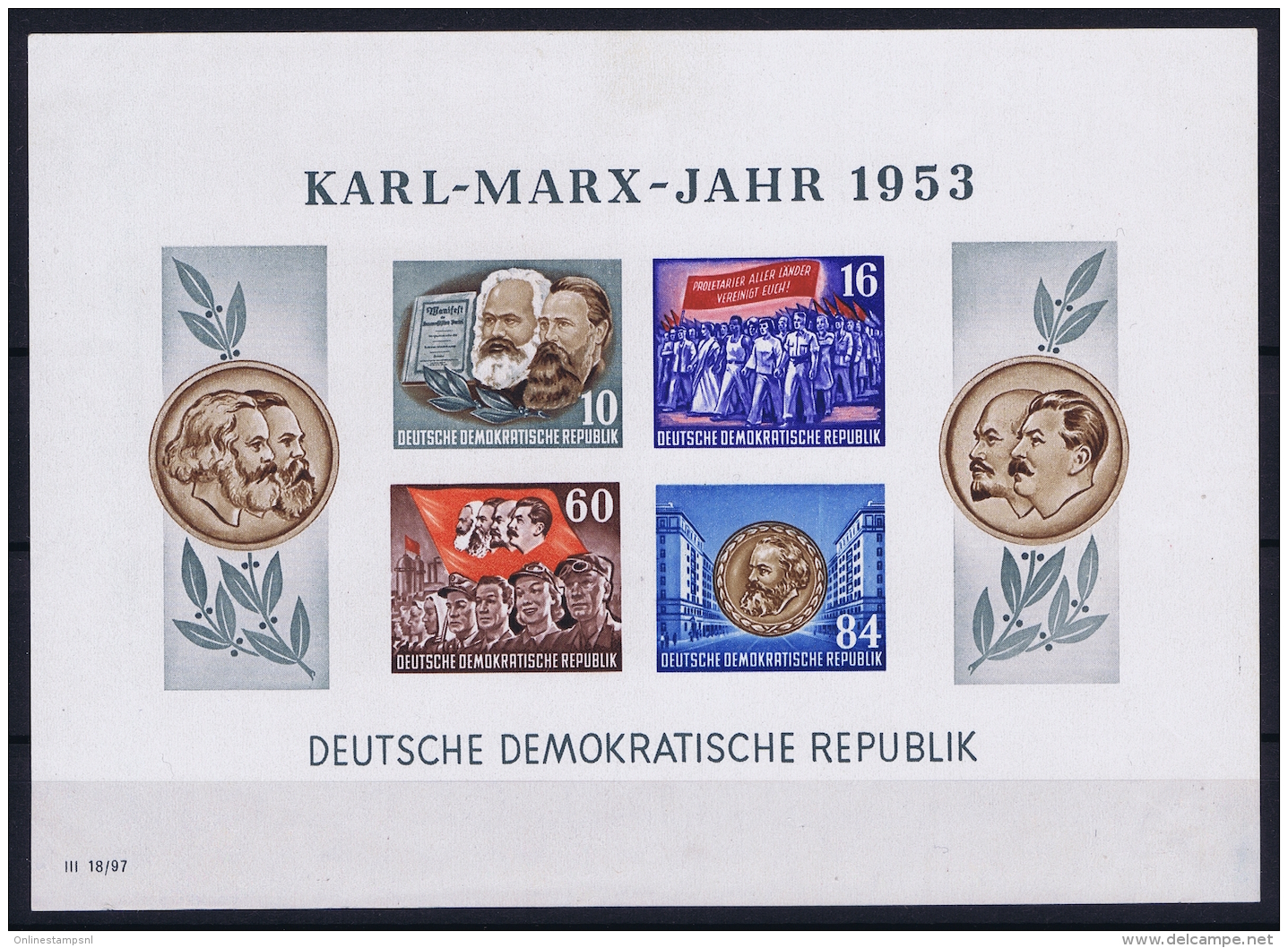 DDR  Mi Block Nr 9B   MNH/**/postfrisch/neuf Sans Charniere  1953 Karl Marx Jahr - Sonstige & Ohne Zuordnung
