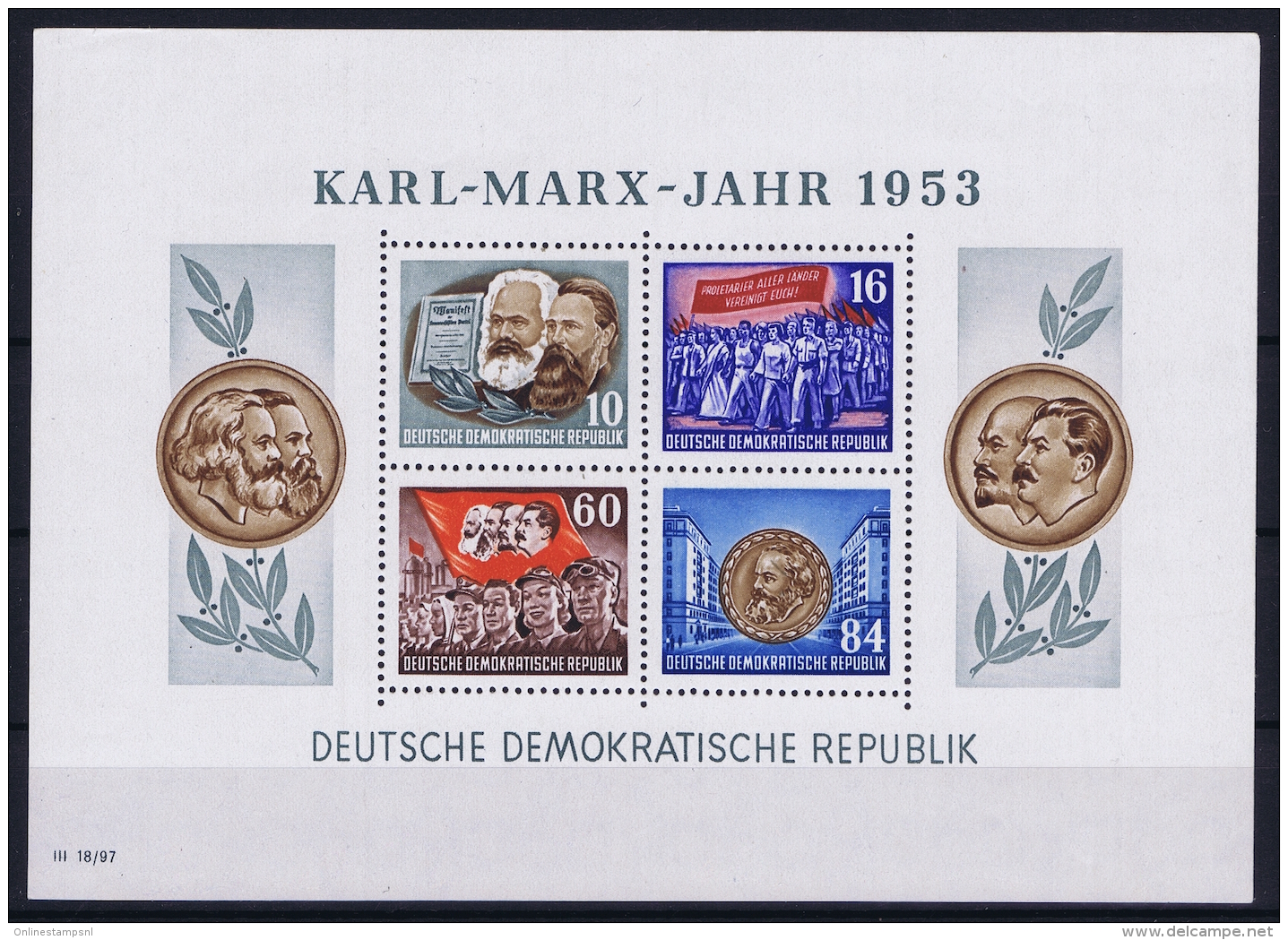 DDR  Mi Block Nr 9A   MNH/**/postfrisch/neuf Sans Charniere  1953 Karl Marx Jahr - Sonstige & Ohne Zuordnung