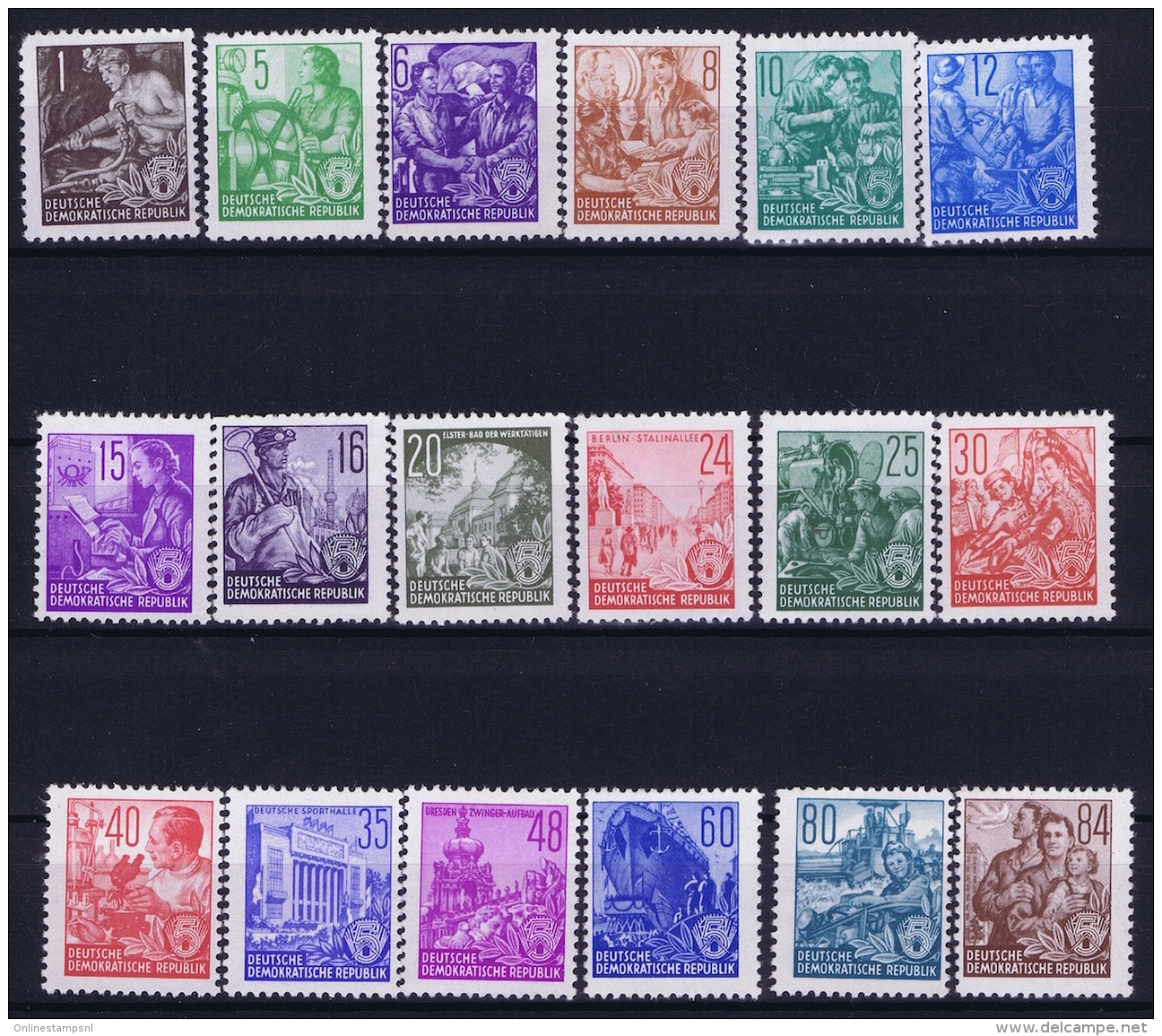 DDR  Mi Nr 362 - 379 MNH/**/postfrisch/neuf Sans Charniere  1953 Funfjahrenplan - Ungebraucht