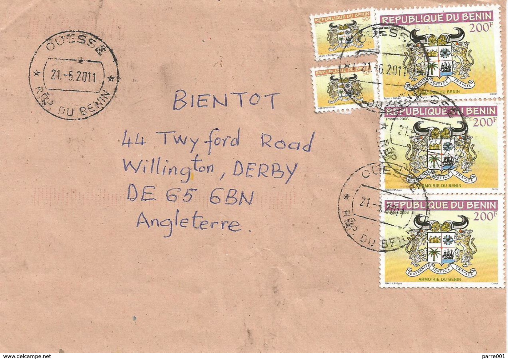 Benin 2011 Ouesse Armory 50f 200f Cover - Benin – Dahomey (1960-...)