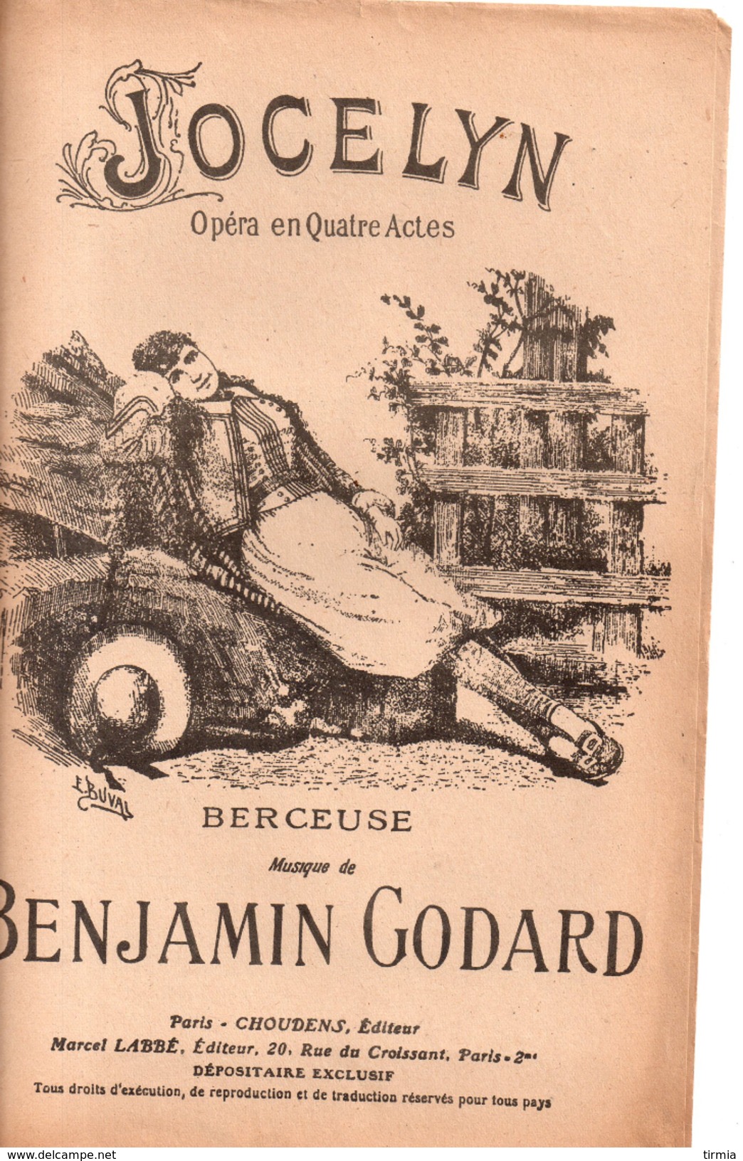 Jocelyn -  - Berceuse - Musique Benjamin Godard - Ilustration  Par Ernest.Buval - Operaboeken