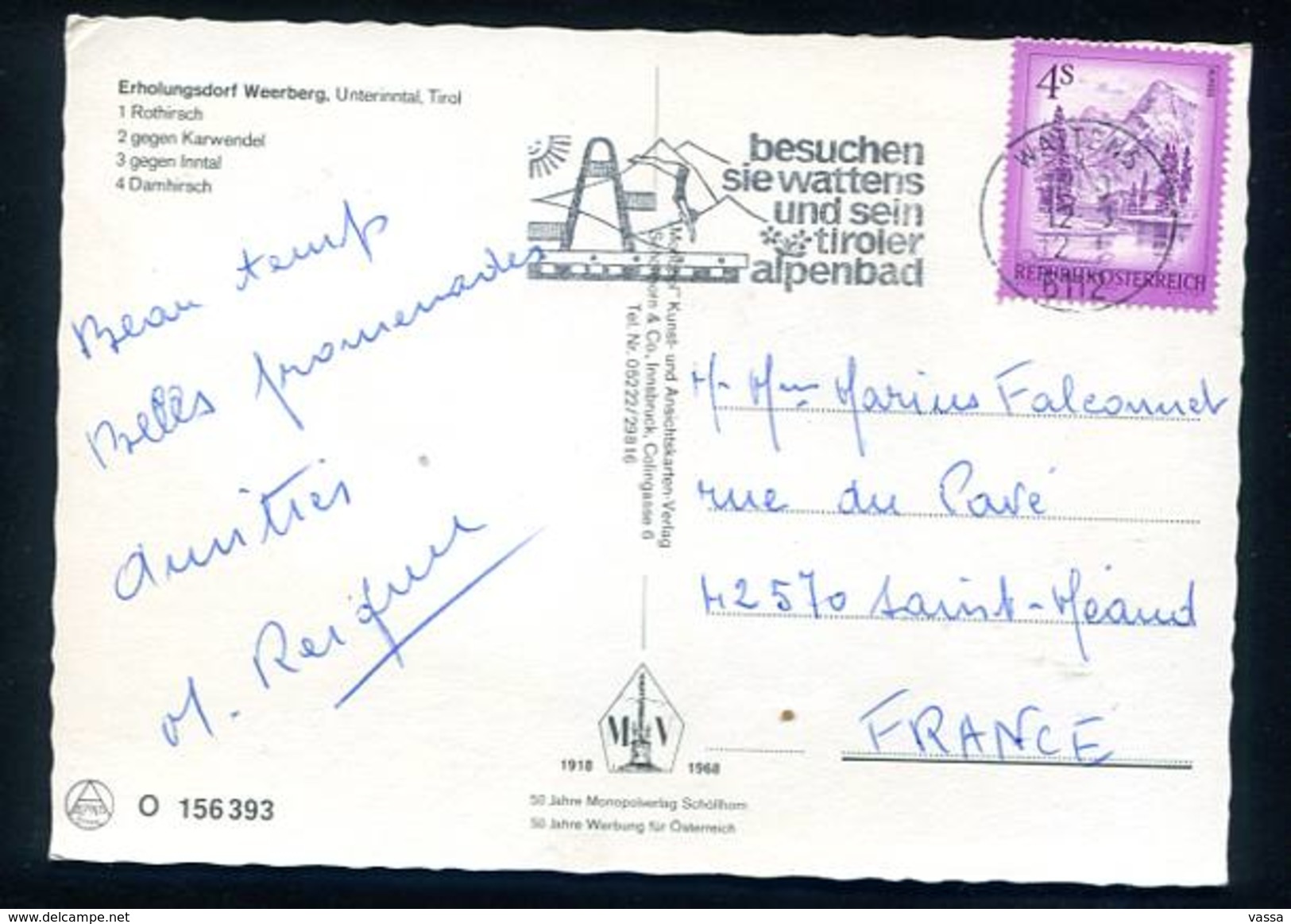 1968 -Wildgehege Weerberg - Multiviews - Gegen Karwendel , Inntal , Damhirsch , Cerfs - Stamp & Slogan - AUSTRIA - Wattens