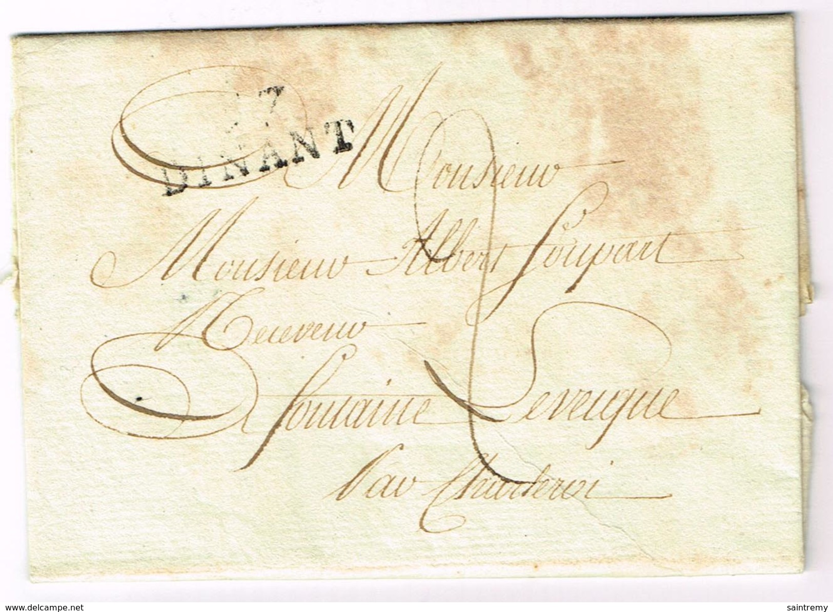 Précurseur De Dinant Vers Fontaine L'Evêque En 1805 (J26) - 1794-1814 (French Period)