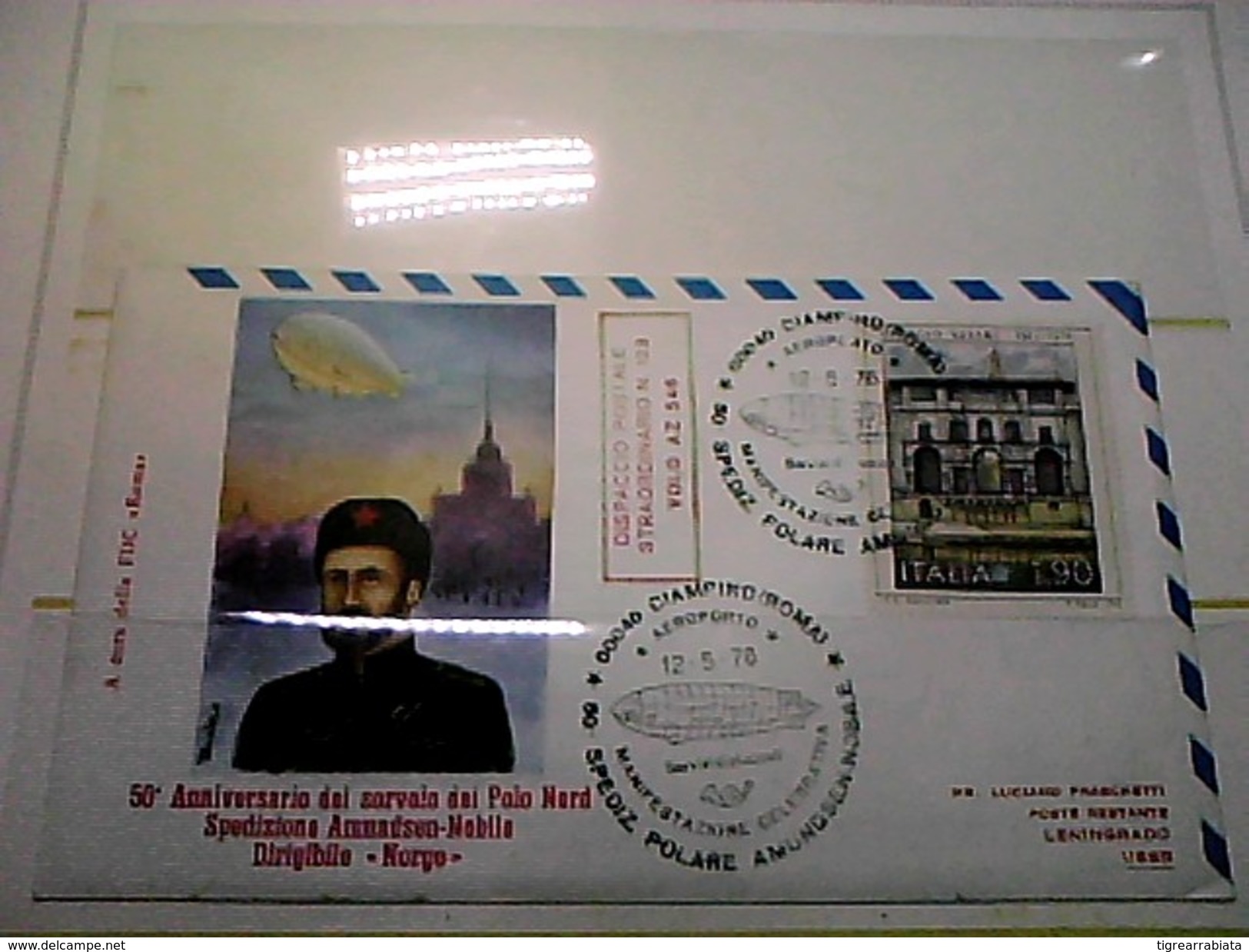 102577) Lettera  Con Annullo Speciale-50° Anniversario Sorvolo Del Polo Nord-nobile-dirigibile-norge-ciampino- 12-5-1976 - Zeppelin