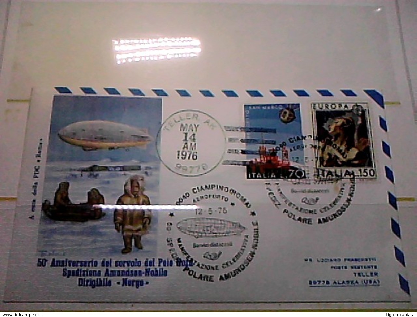 102578) Lettera  Con Annullo Speciale-50° Anniversario Sorvolo Del Polo Nord-nobile-dirigibile-norge-ciampino- 12-5-1976 - Zeppelin