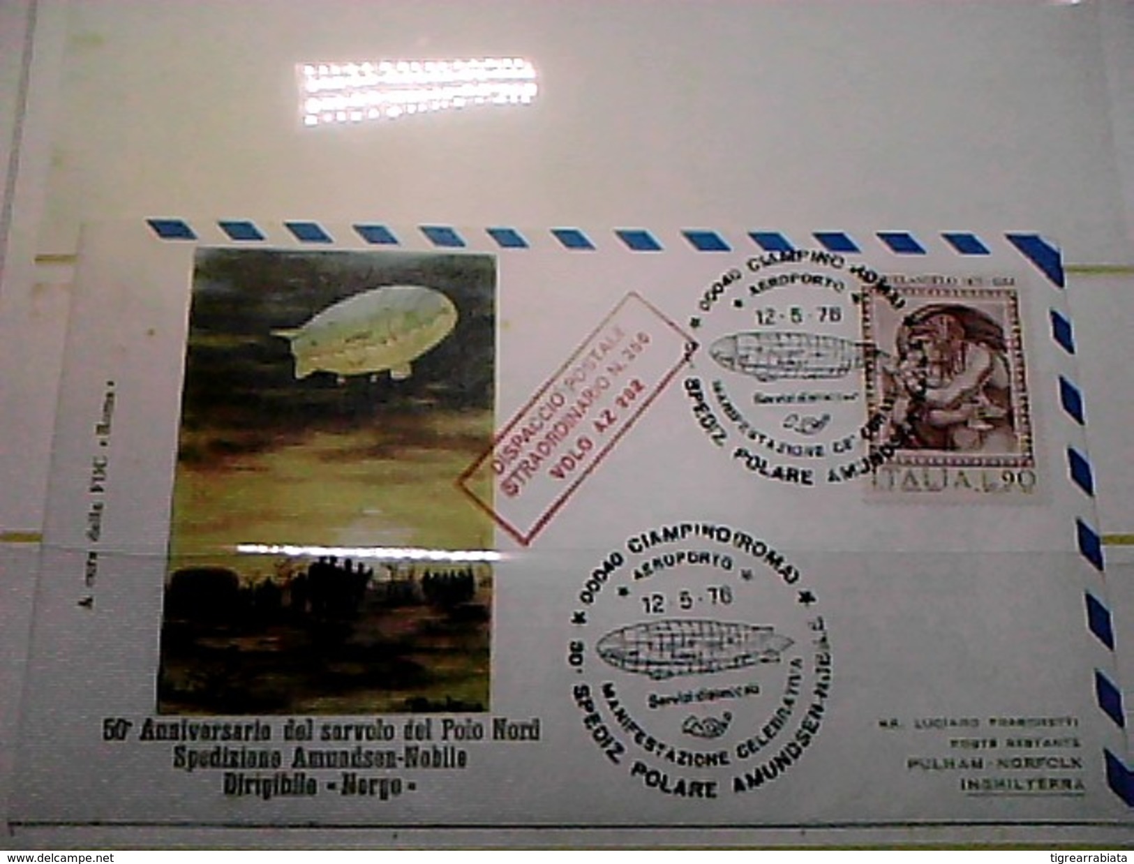 102580) Lettera  Con Annullo Speciale-50° Anniversario Sorvolo Del Polo Nord-nobile-dirigibile-norge-ciampino- 12-5-1976 - Zeppelin