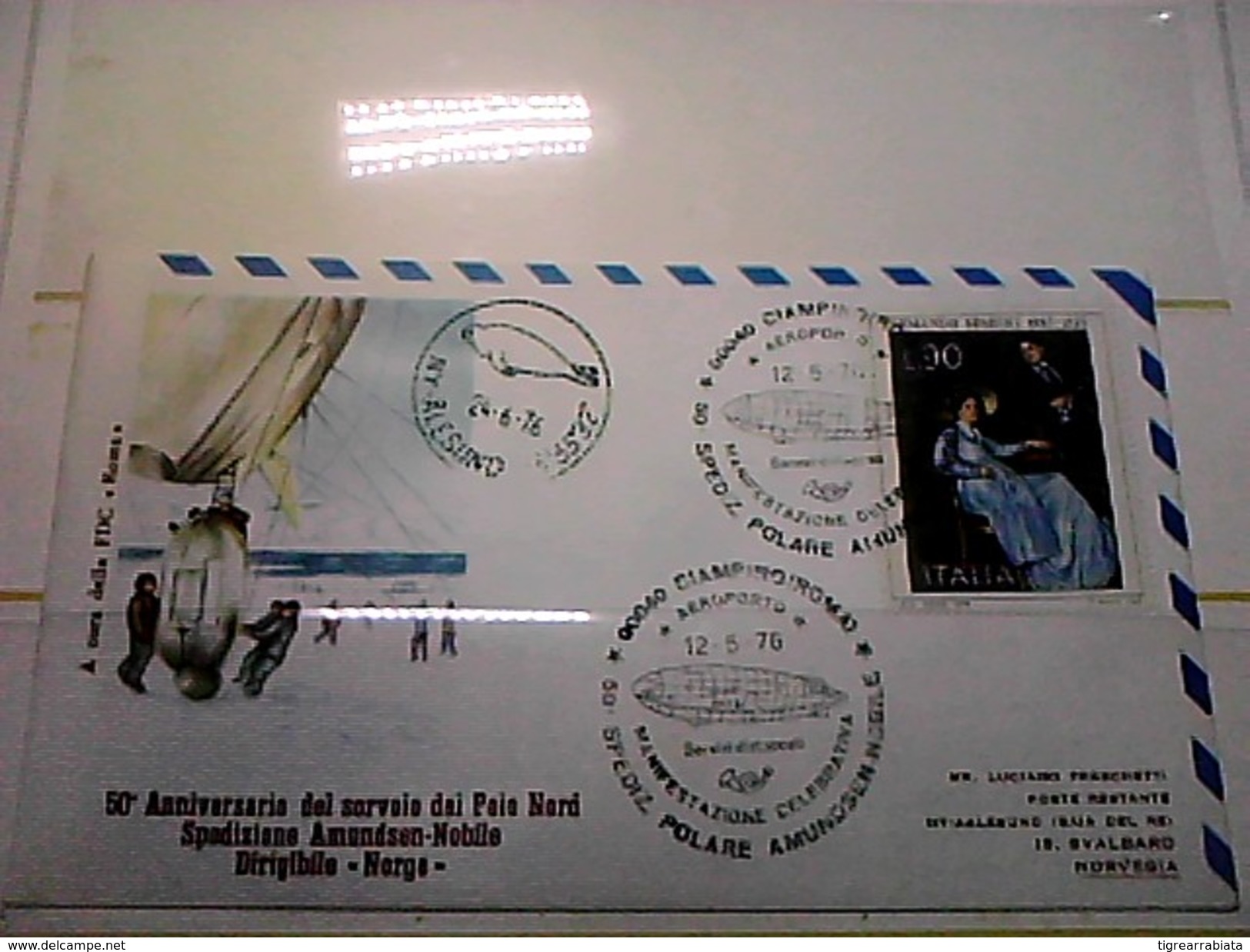 102581) Lettera  Con Annullo Speciale-50° Anniversario Sorvolo Del Polo Nord-nobile-dirigibile-norge-ciampino- 12-5-1976 - Zeppelin