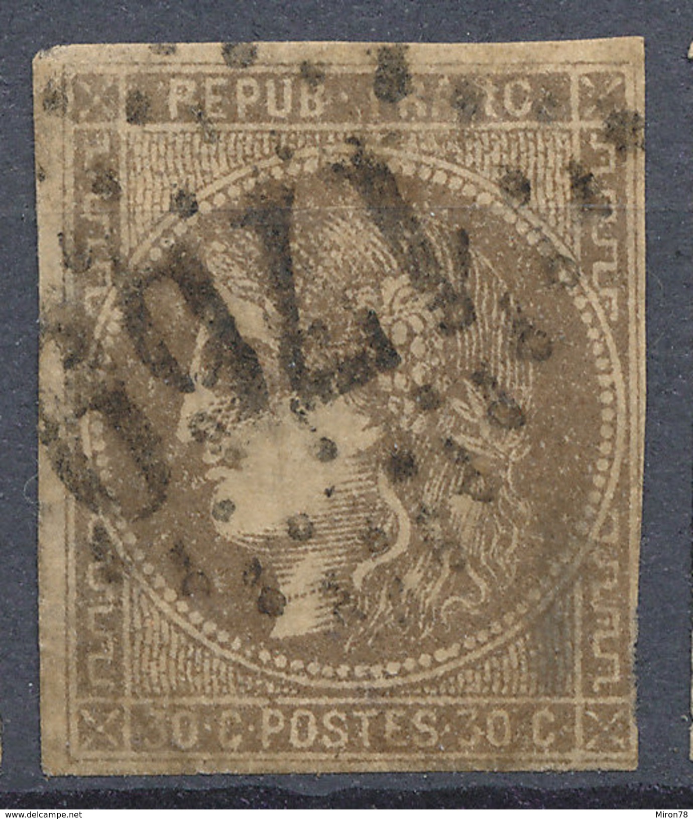 Stamp,Timbre  France 1870-71 Ceres 30c Imperf Used - 1870 Bordeaux Printing