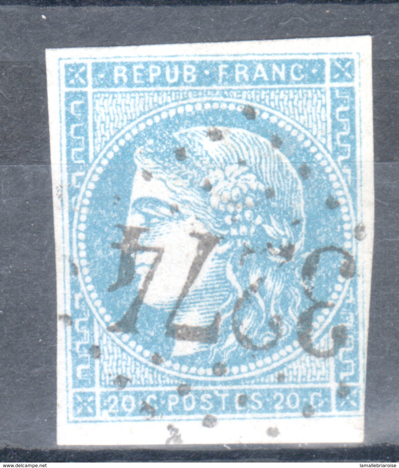 Emission De Bordeaux, Y & T N° 45C, Bleu, GC 3274 De Sallanches, Cote 70&euro;, Point Blanc à Gauche Du 2 De Gauche - 1870 Uitgave Van Bordeaux