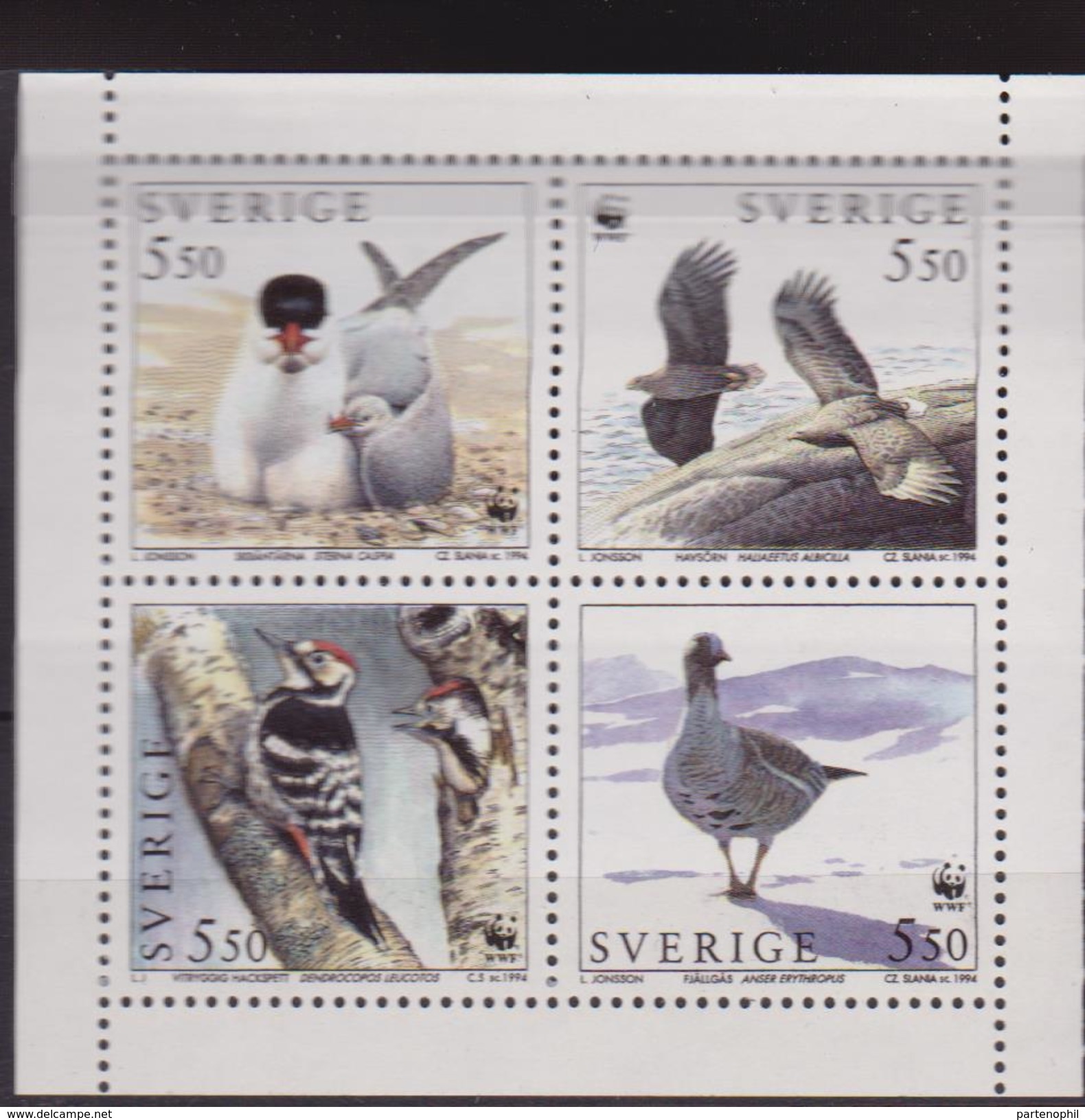 SVEZIA WWF IMPERF BIRDS SHEET UCCELLI Mnh - Unused Stamps