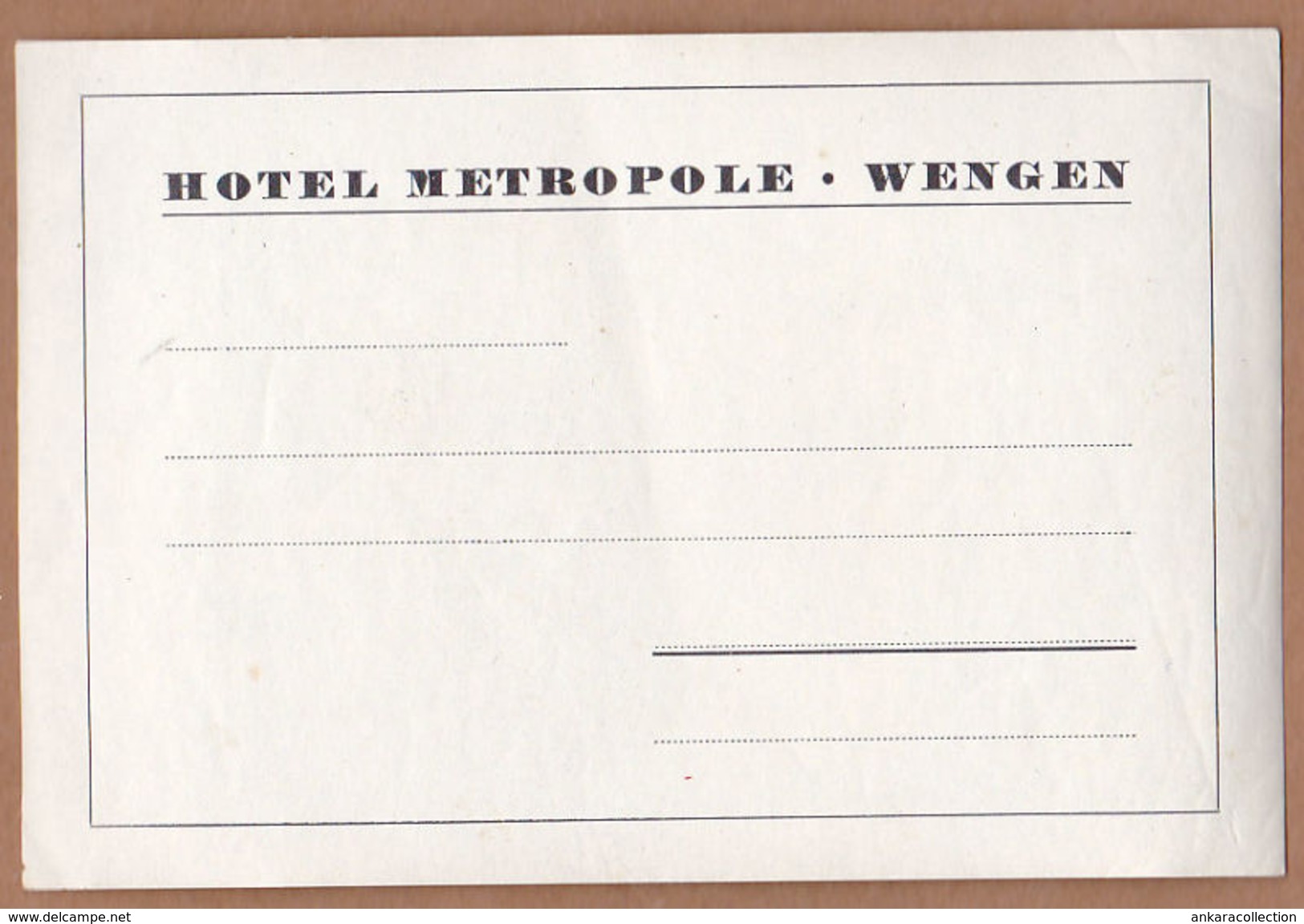 AC - HOTEL METROPOLE WENGEN VINTAGE LUGGAGE LABEL - Hotel Labels