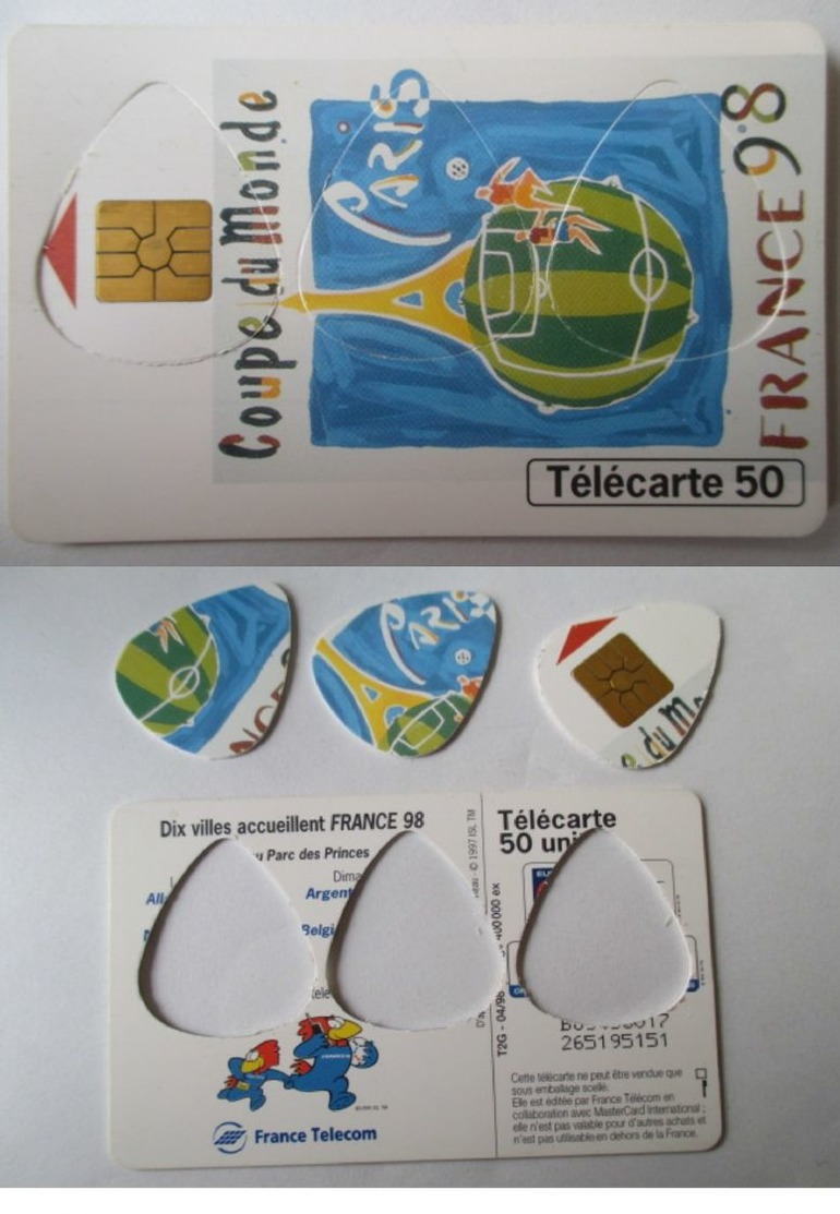 1998 - Lot 3 Guitar Pick Vintage - French Telephone Card - COUPE DU MONDE De FOOTBALL - MEDIATOR Onglet Pour Guitare - Instruments De Musique