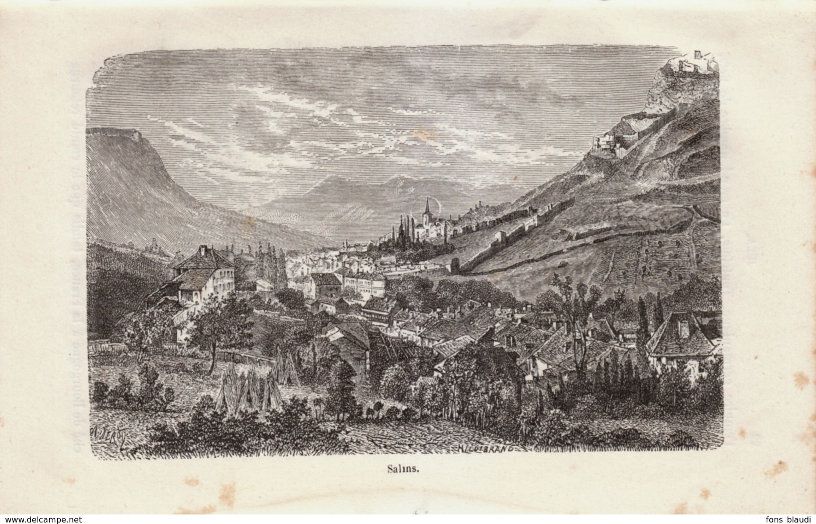 1888 - Gravure Sur Bois - Salins-les-Bains (Jura) - Vue Générale - FRANCO DE PORT - Prints & Engravings