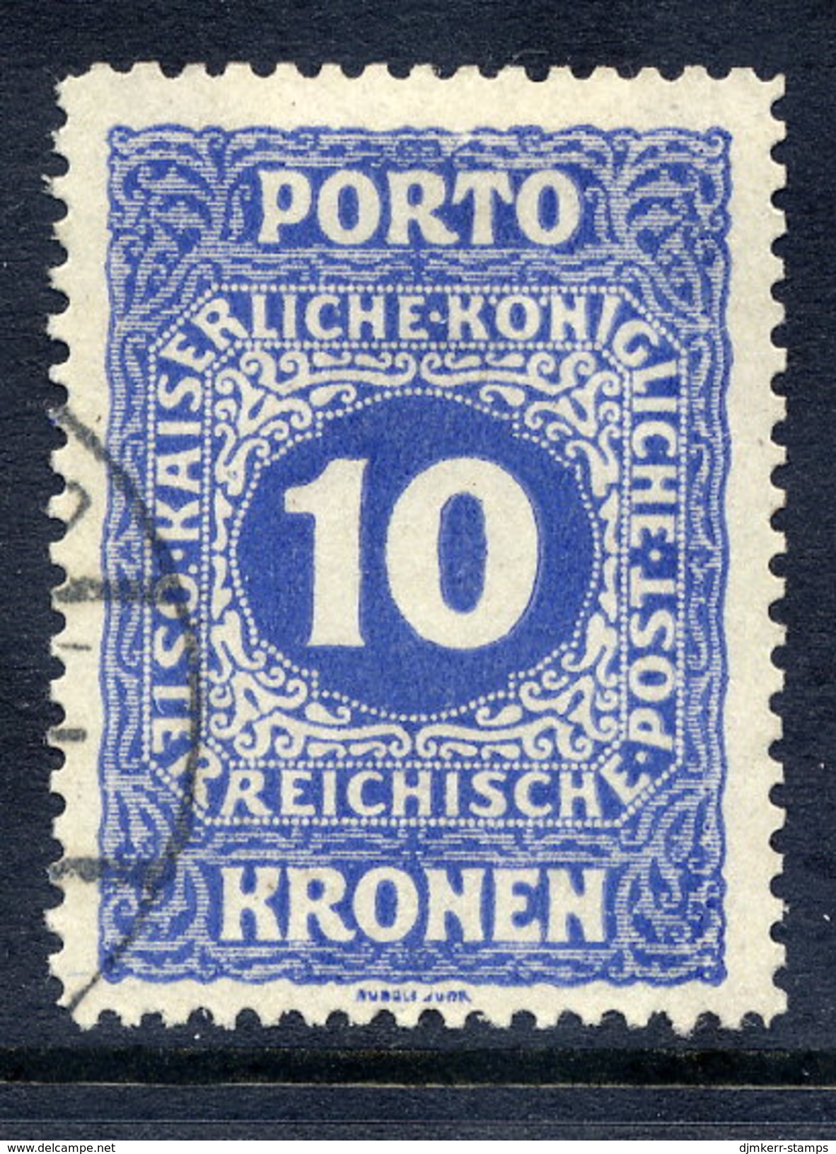 AUSTRIA 1916 Postage Due 10 Kr. Line Perforated 12½, Used.  Michel 57B, ANK 57b &euro;150 - Taxe