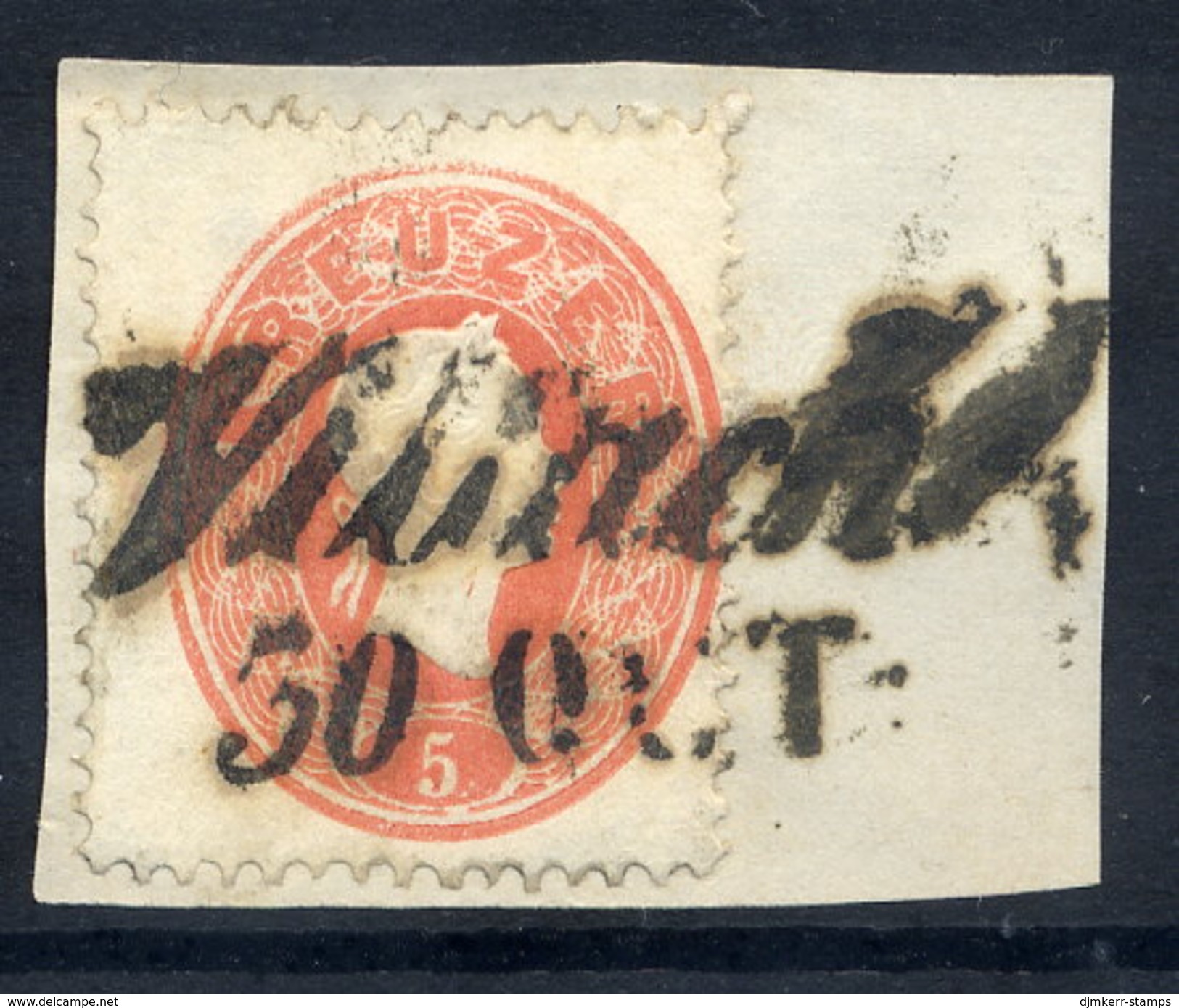 AUSTRIA 1860 Franz Joseph 5 Kr. Used On Piece With Villach Postmark. Michel 20 - Gebruikt