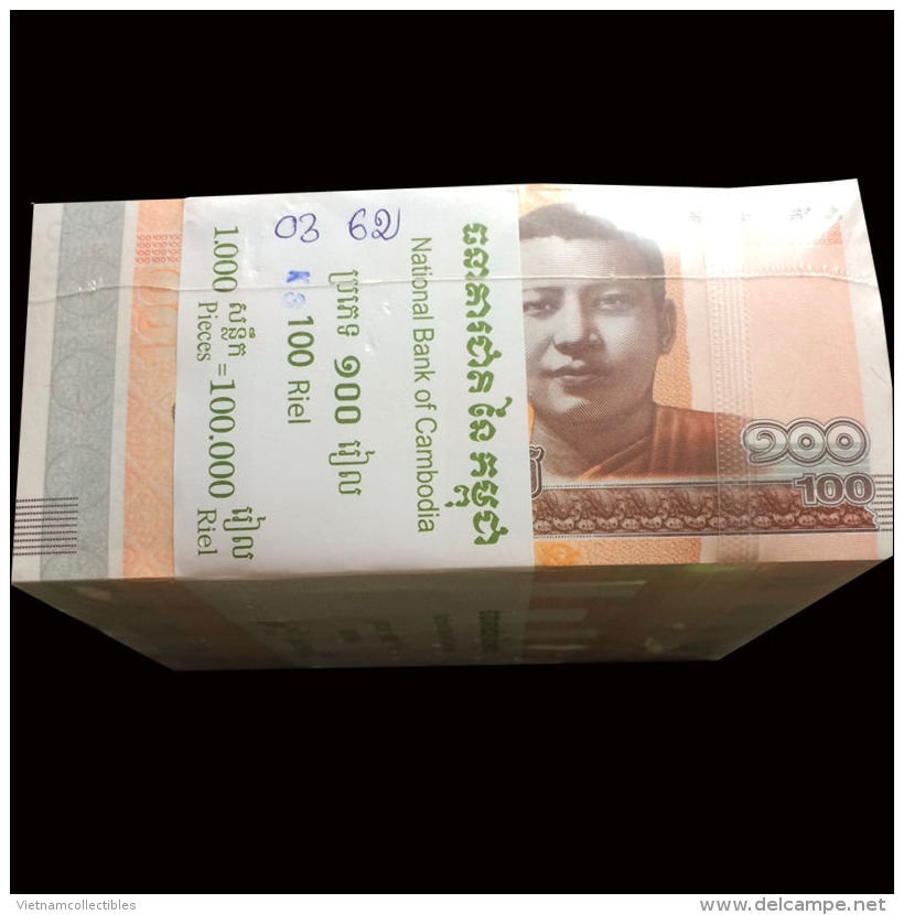 Lot Of 10 Cambodia Cambodge Kampuchea 100 Riels UNC Banknotes 2014 / 02 Images - Cambodia