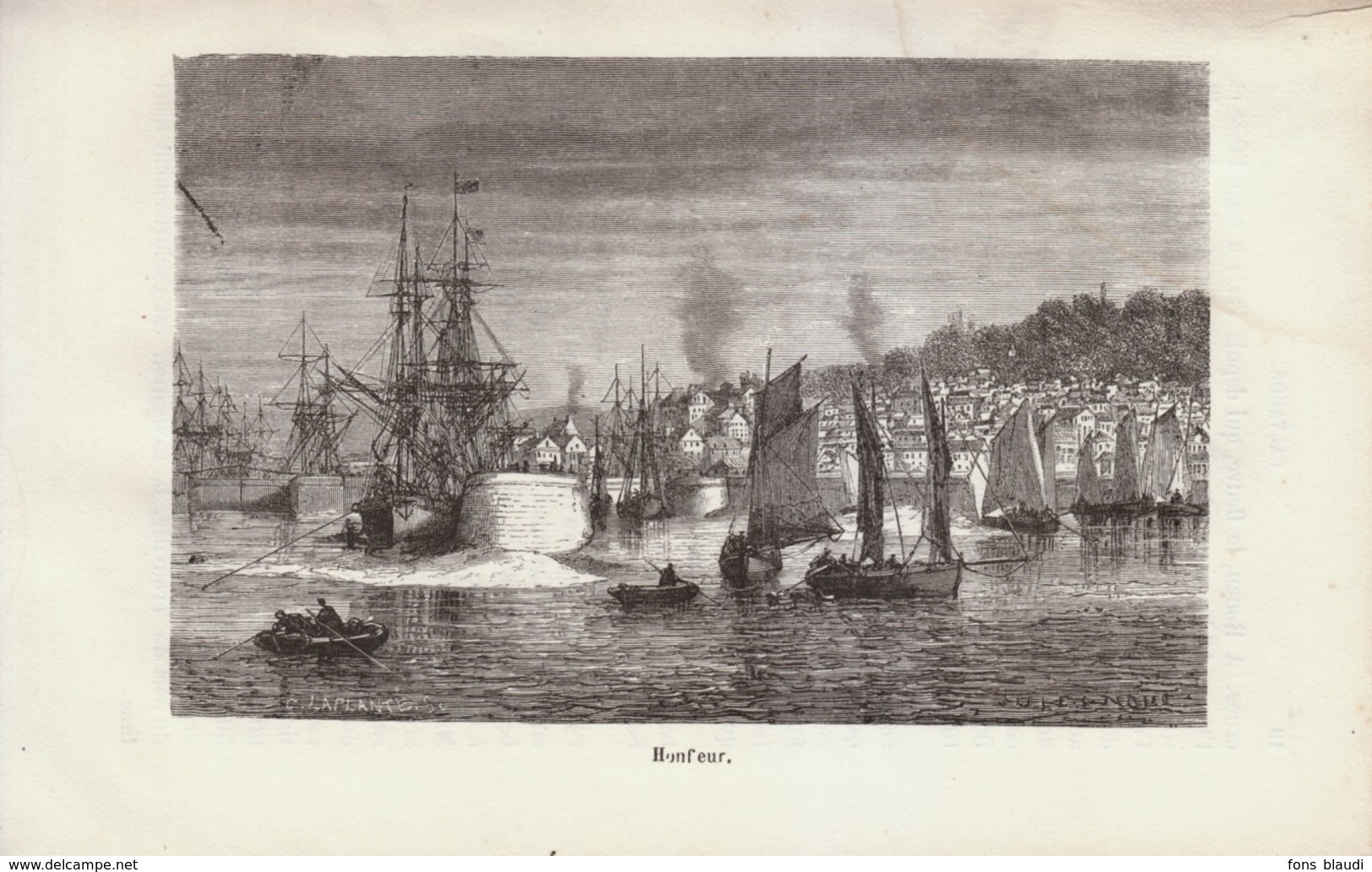 1880 - Gravure Sur Bois - Honfleur (Calvados) - Le Port - FRANCO DE PORT - Prints & Engravings