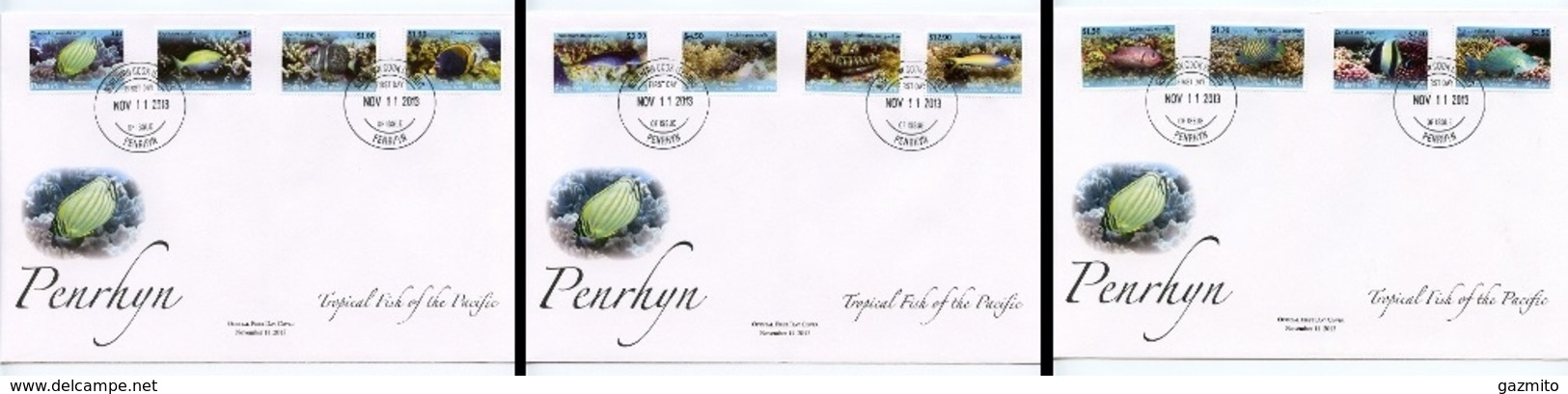 Penhryn 2013, Definitive, Fishes, 12val In 3FDC - Penrhyn