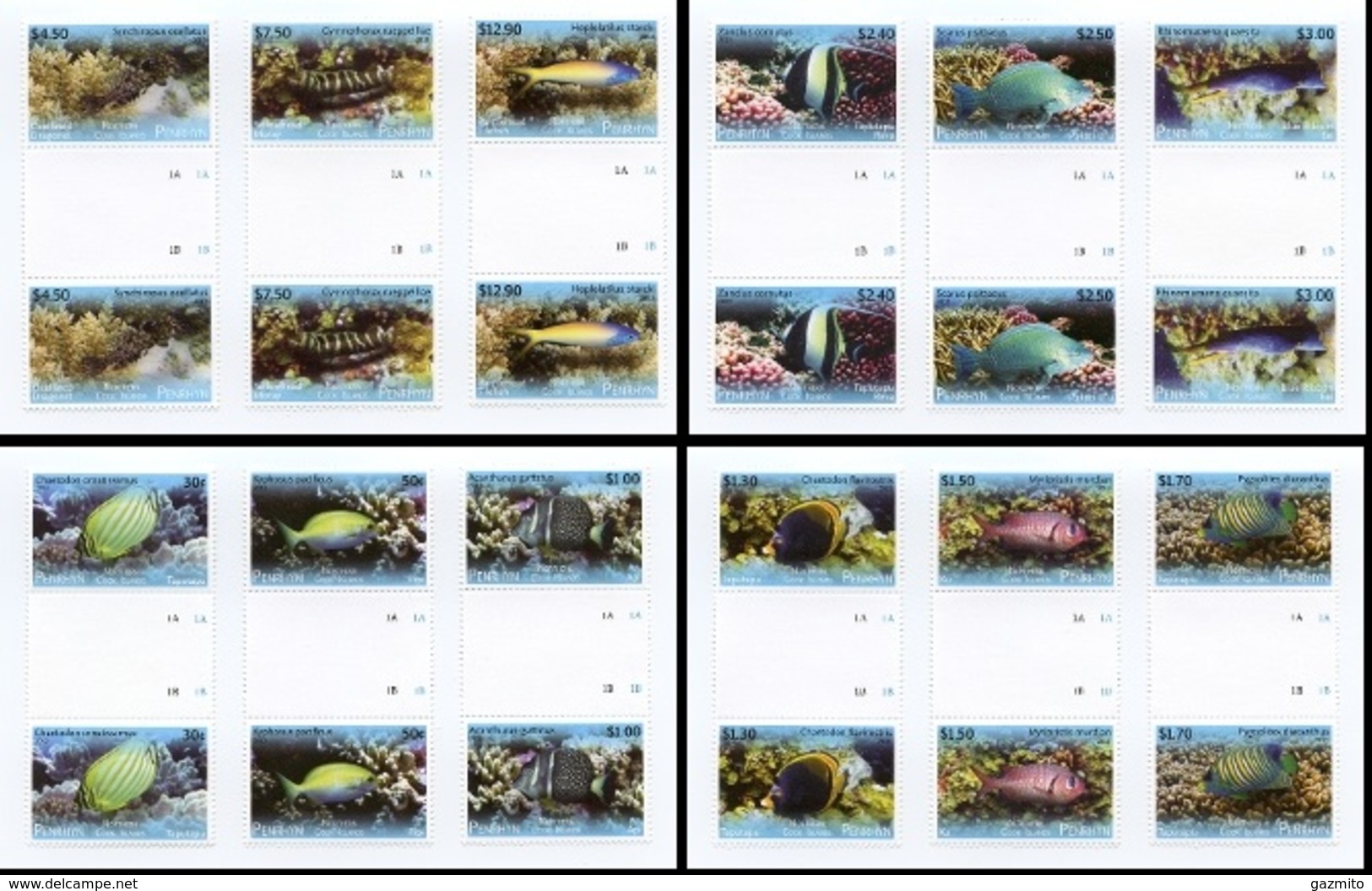 Penhryn 2013, Definitive, Fishes, 12val X2 In Gutter Pair - Penrhyn