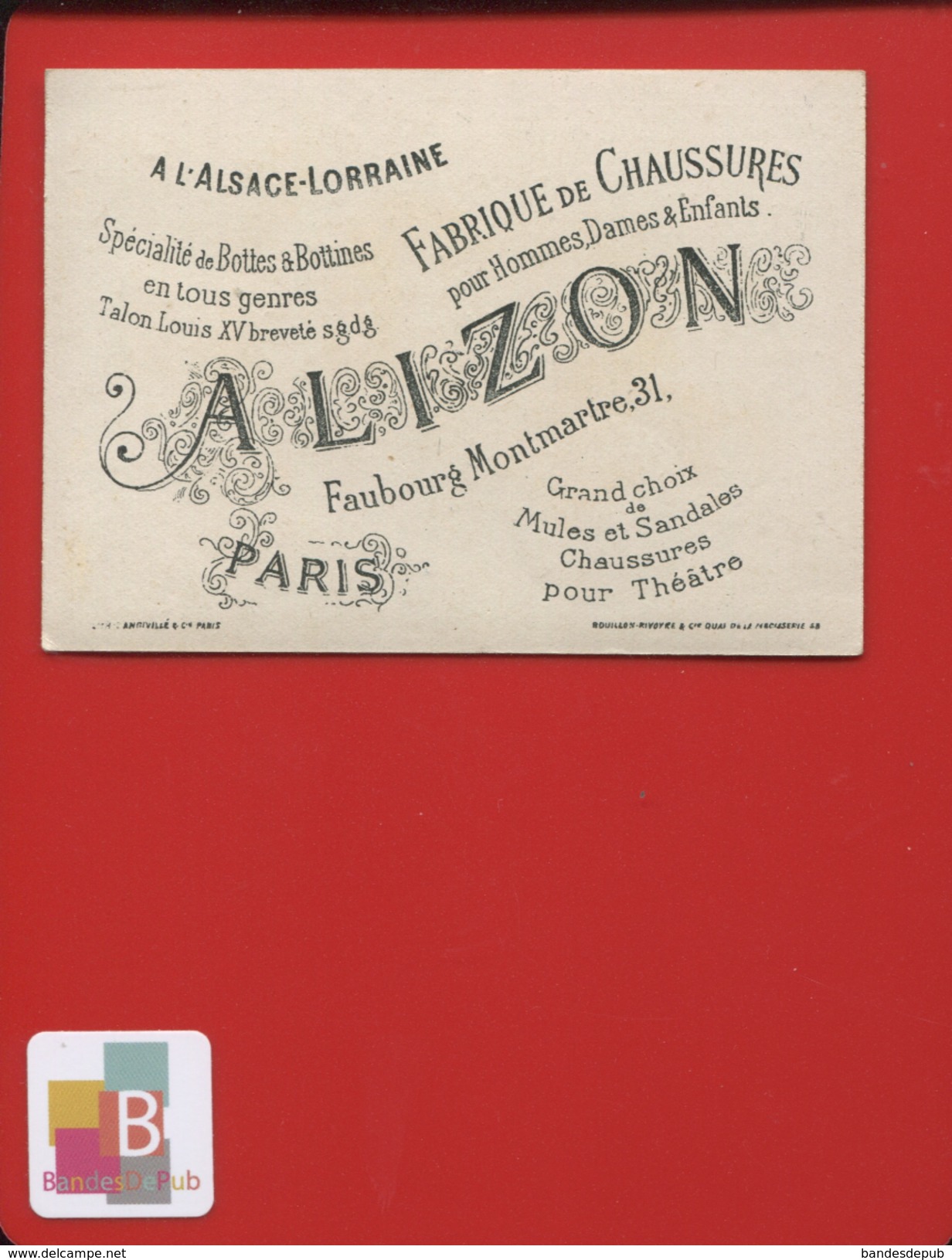 Paris Fabrique Chaussures Alsace Lorraine ALIZON Faubourg-Montmartre Très Jolie Chromo Dore DANGIVILLE Patins Roulettes - Liebig