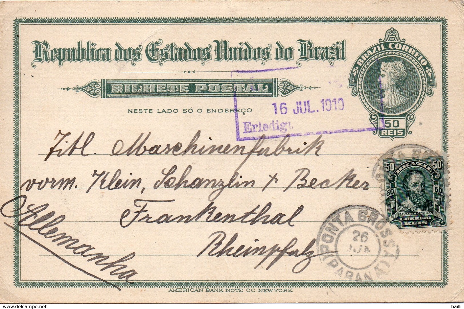 Brésil Entier Postal Pour L'Allemagne 1910 - Ganzsachen