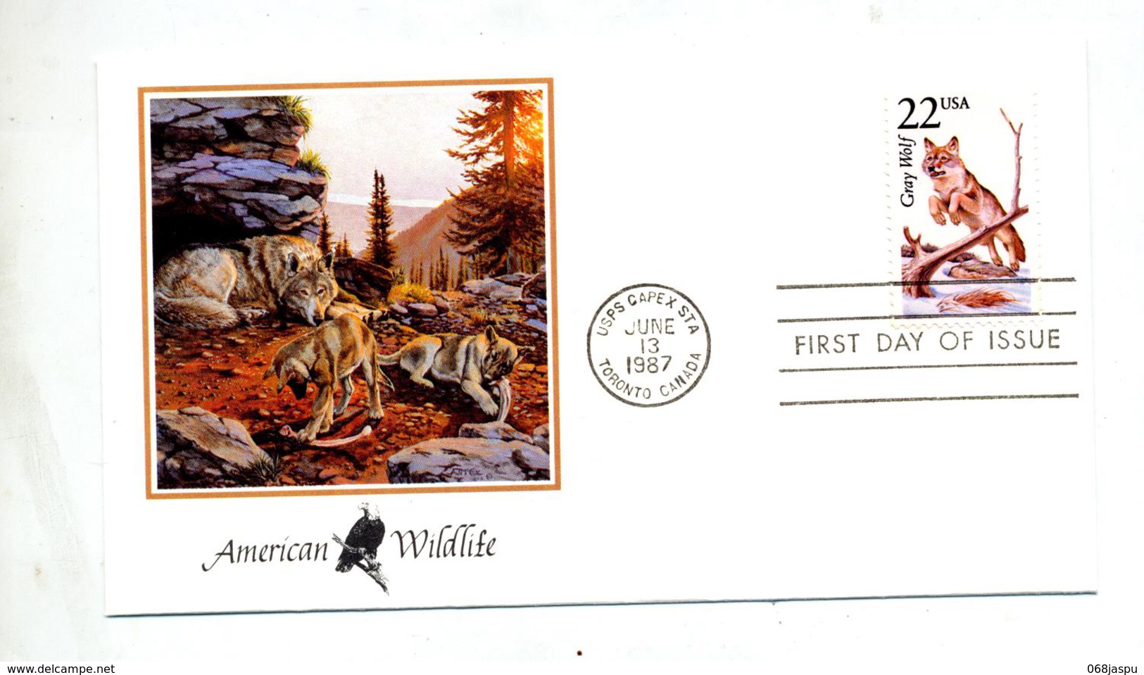 Lettre Fdc 1987 Faune Sauvage Amerique Loup - 1981-1990