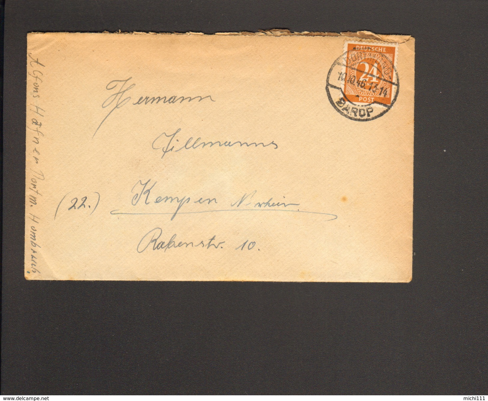 Alli.Bes.24 Pfg. Ziffer Auf Fernbrief Aus Dortmund-Barop Von 1946 - Autres & Non Classés