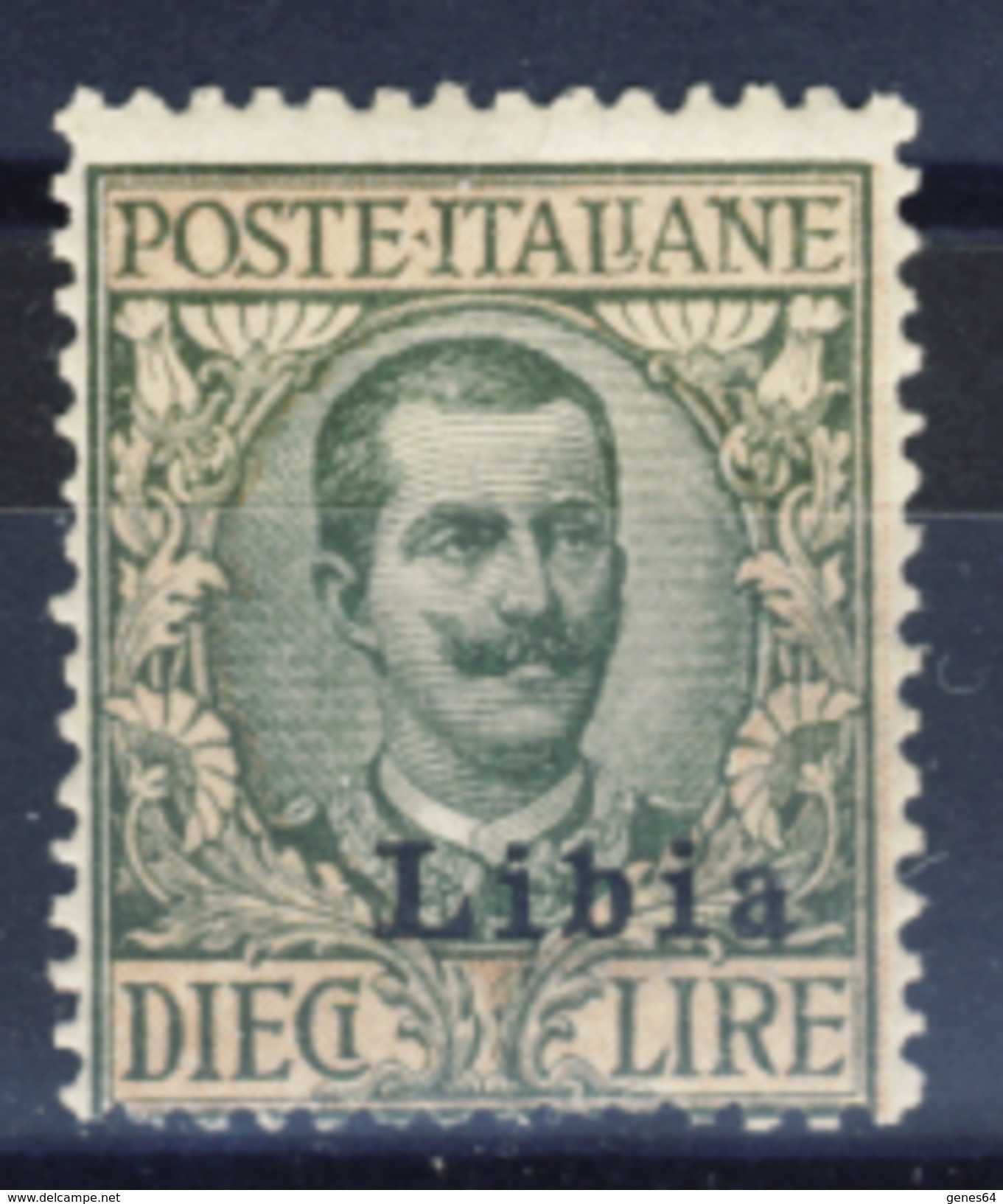 1912 - Floreale Lire 10 Nuovo MH* (vedi Descrizione) 1 Immagine - Libia